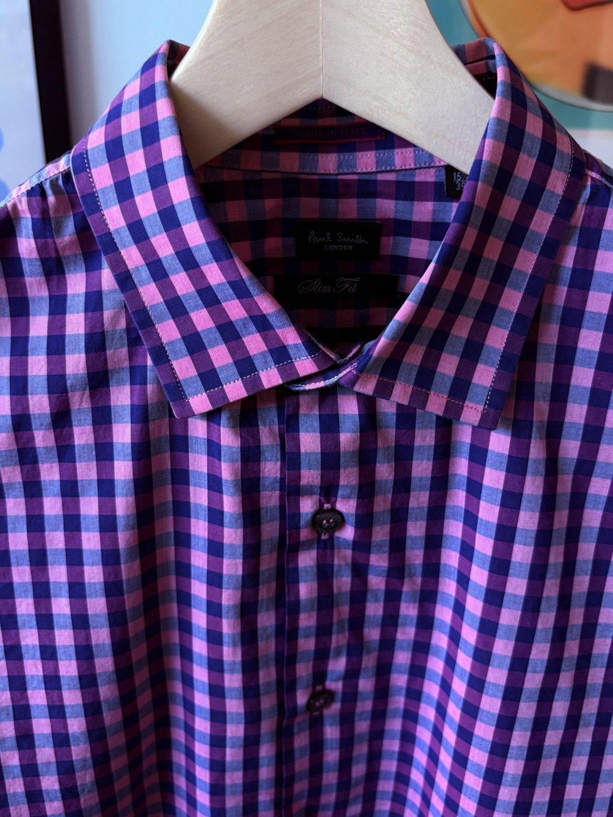 Paul Smith Paul Smith Dress Shirt Gingham Pink/Purple/Blue Slim Fit Size US M / EU 48-50 / 2 - 5 Thumbnail