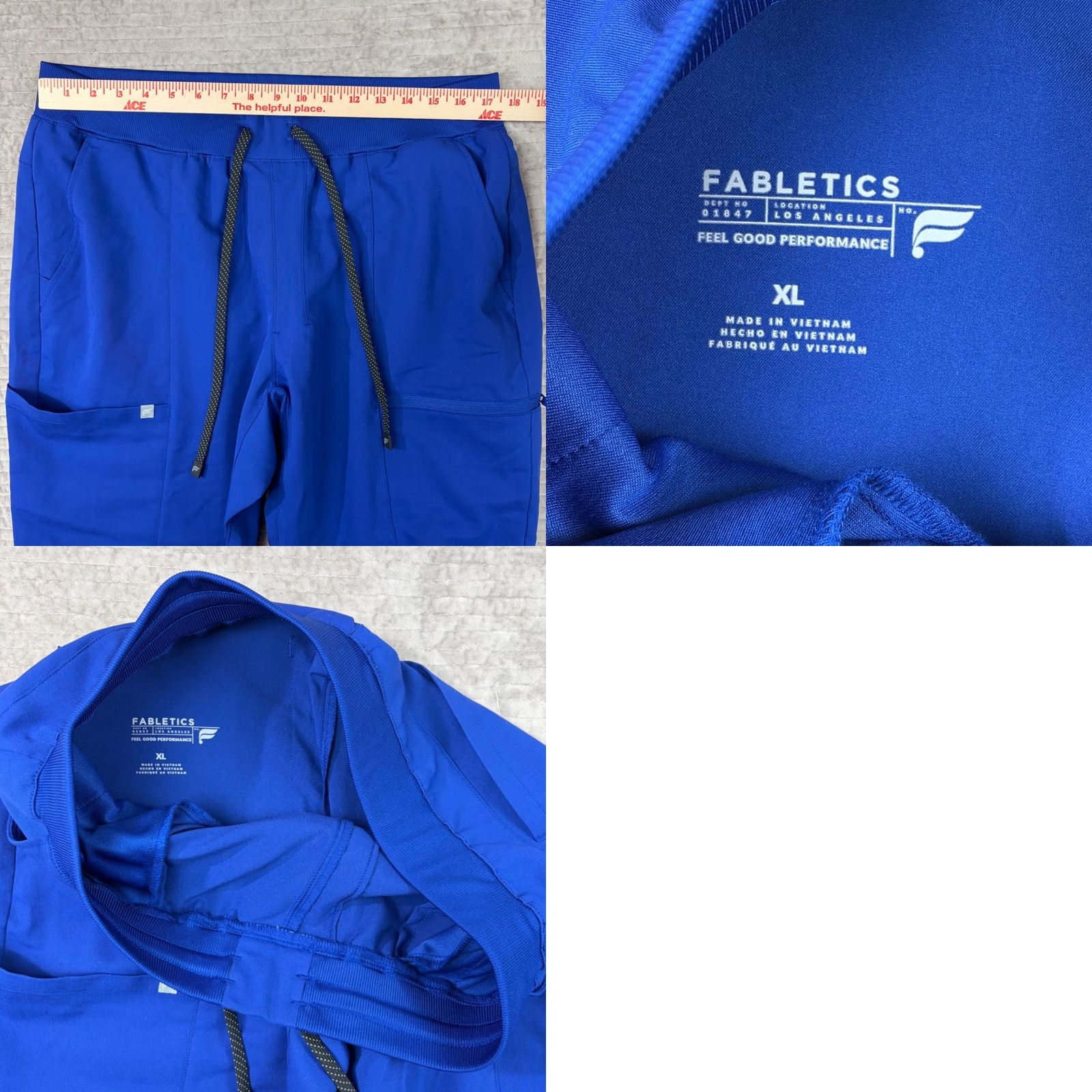 Fabletics Fabletics Scrub Set Royal Blue V-Neck Top XXL Jogger Pants XL Medical Uniform Men Size US XXL / EU 58 / 5 - 9 Thumbnail
