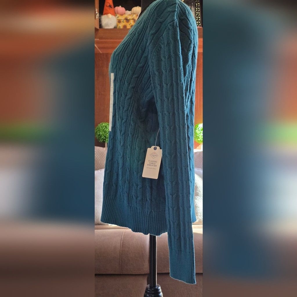 St. Johns Bay St. Johns Bay Teal Cable Knit Sweater NWT Size XL / US 12-14 / IT 48-50 - 3 Thumbnail
