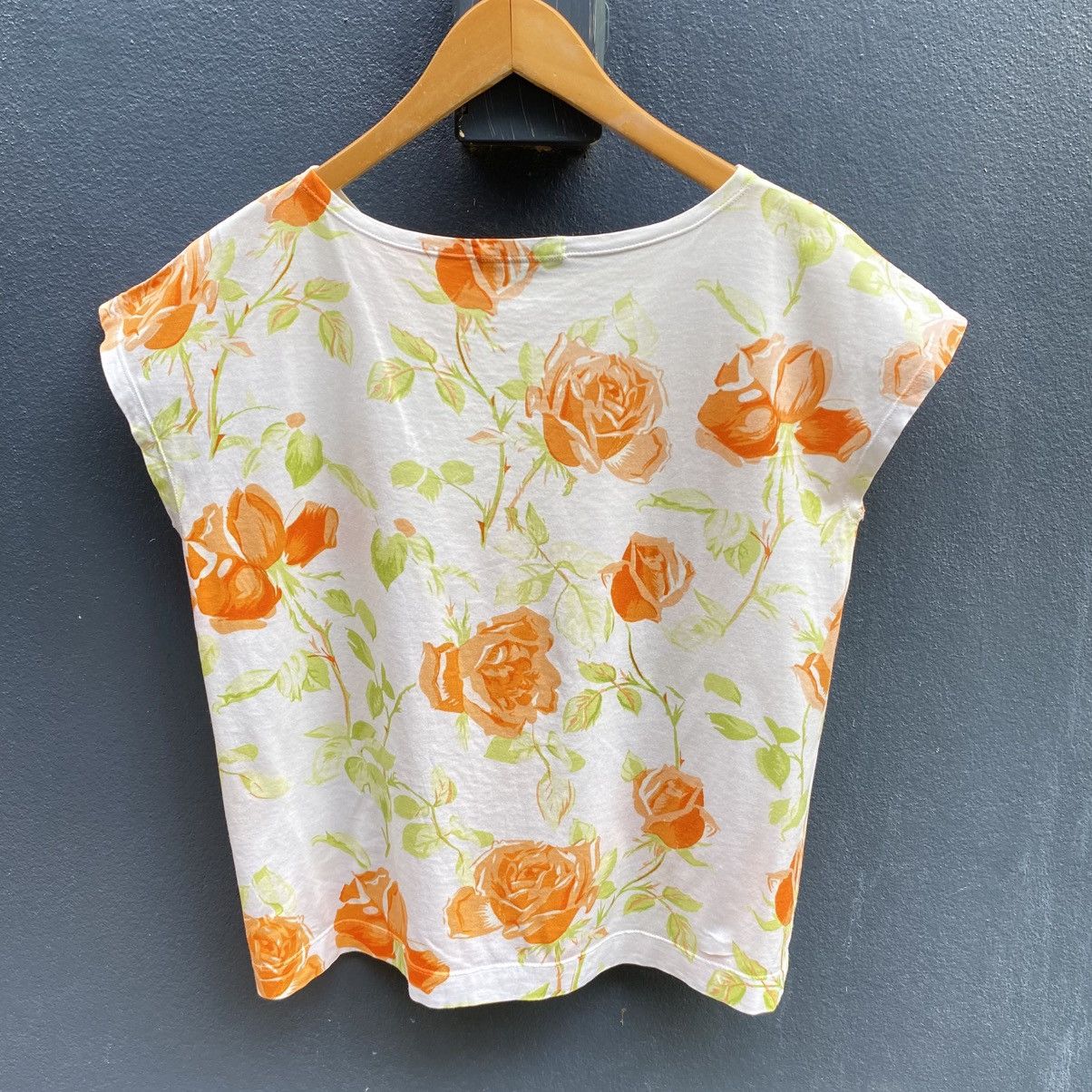 Thierry Mugler Thierry Mugler White Floral Cap Sleeve Blouse Size S / US 4 / IT 40 - 9 Thumbnail