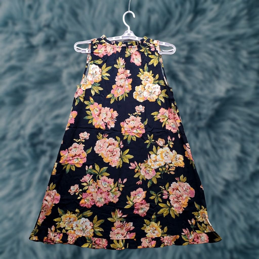 Loft LOFT Womens Size S Multicolor Floral A-Line Dress Sleeveless Ruffle Tie Front Crew Neck Summer Dept: Women Size S / US 4 / IT 40 - 1 Thumbnail