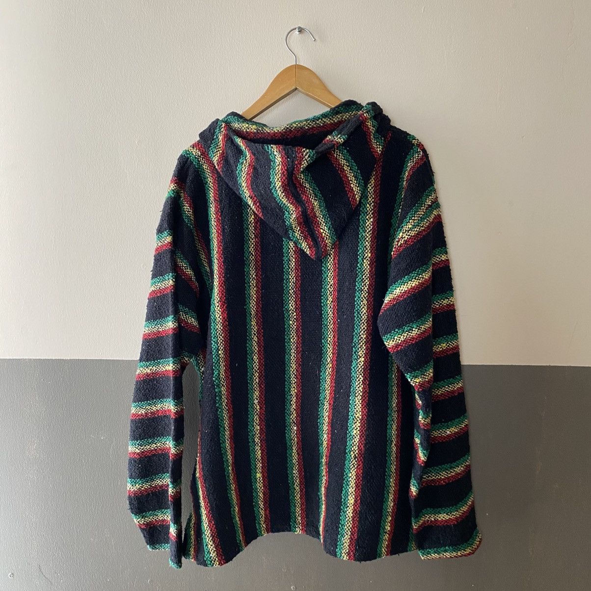 Vintage Black Baja Hoodie with Red, Green & Yellow Stripes Size US XL / EU 56 / 4 - 9 Thumbnail