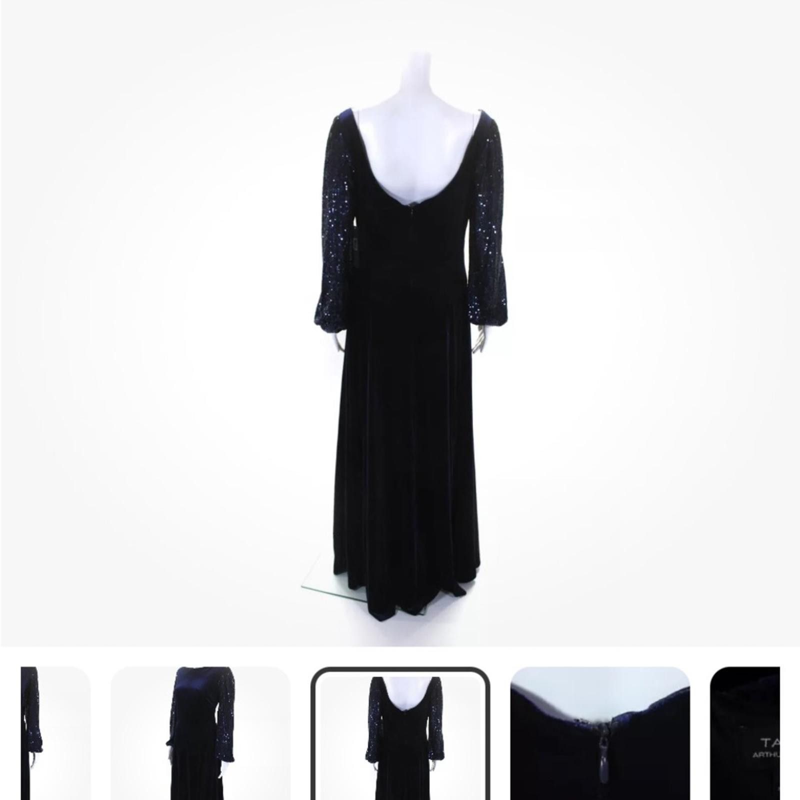 Other Tahari Levine Womens Velvet Sequined Long Sleeves Gown Size L / US 10 / IT 46 - 3 Thumbnail