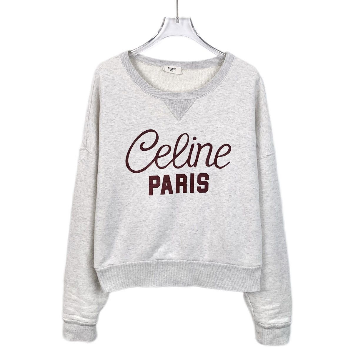Celine Celine White Logo Printed Cotton Crew Neck Sweatshirt K26WX Size L / US 10 / IT 46 - 1 Thumbnail