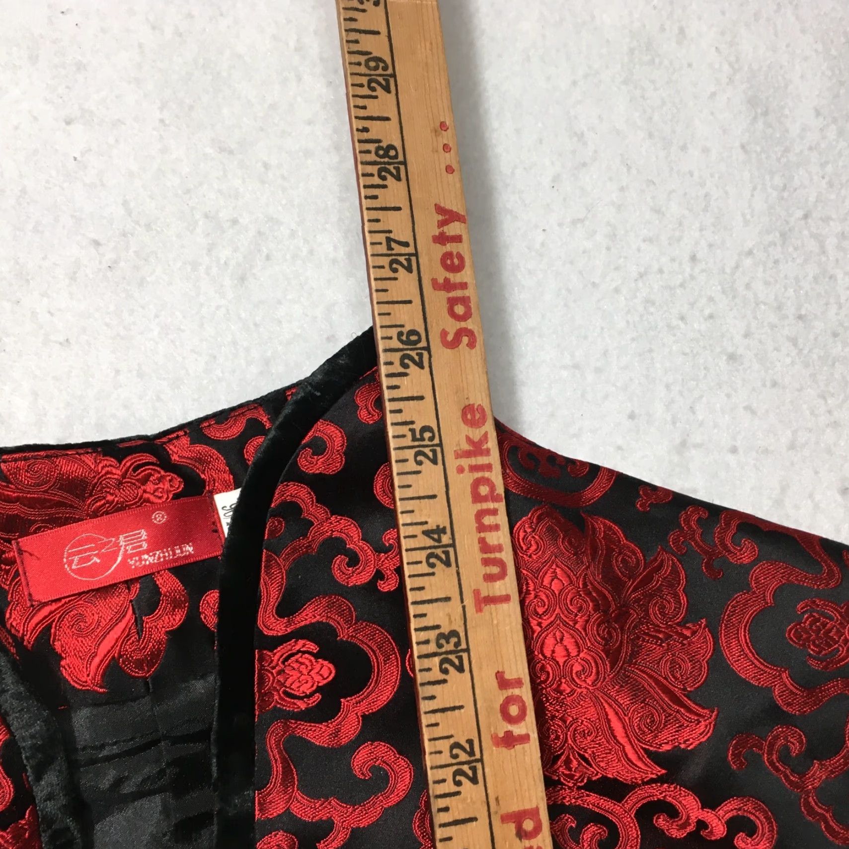 Vintage yunzhijun Women's Blazer XL Red Brocade Silk Blend Long Sleeve Button Front Casual Formal Vintage Style Spring Fall Summer? Size XL / US 12-14 / IT 48-50 - 5 Thumbnail