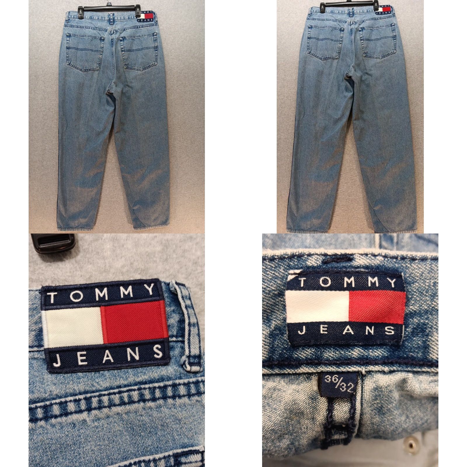 Tommy Hilfiger VINTAGE Tommy Hilfiger Jeans Men 36x32 90s Denim Blue Regular Straight 5-Pocket Zip Button Readable Logo Baggy Accents Size US 36 / EU 52 - 8 Thumbnail