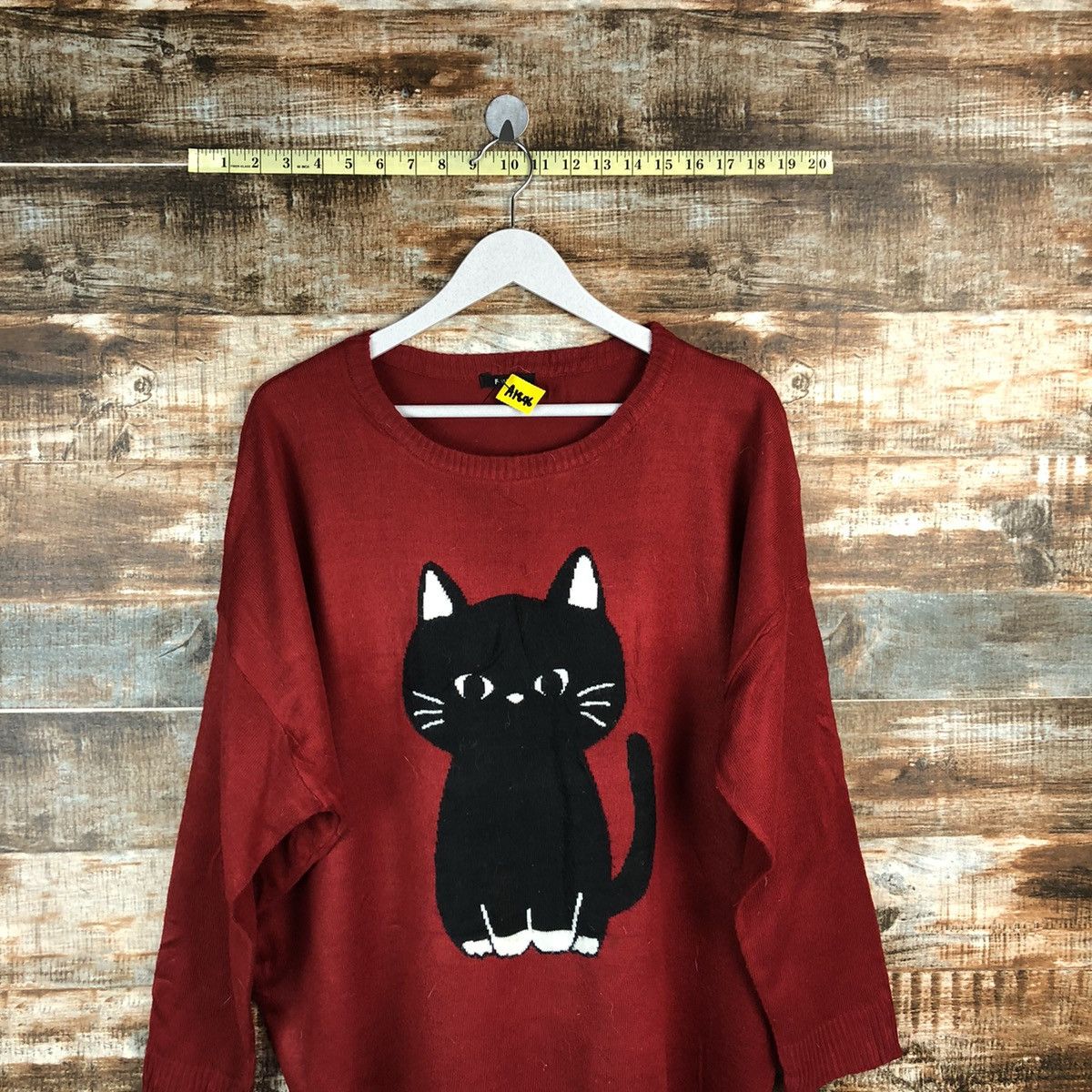 Homespun Knitwear × Japanese Brand Favori cat Red Knitwear #A1846 Size XL / US 12-14 / IT 48-50 - 2 Thumbnail
