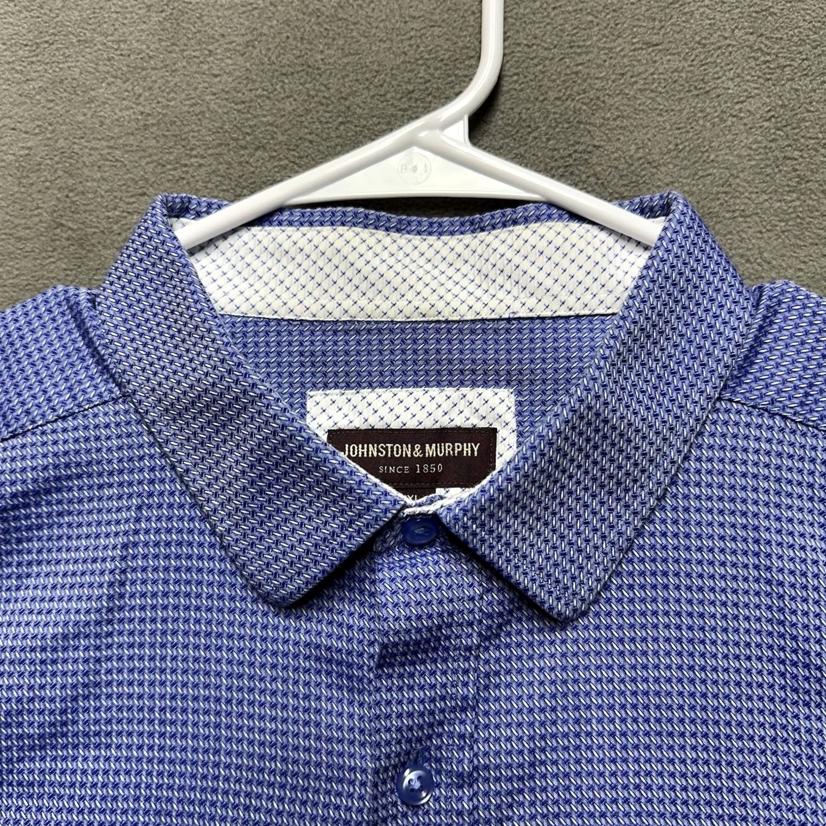 Johnston & Murphy Johnston & Murphy Shirt Geometric Button-Up Cotton Blue 2XL Mens Long Sleeve Regular Fit FSM Size US XXL / EU 58 / 5 - 4 Thumbnail