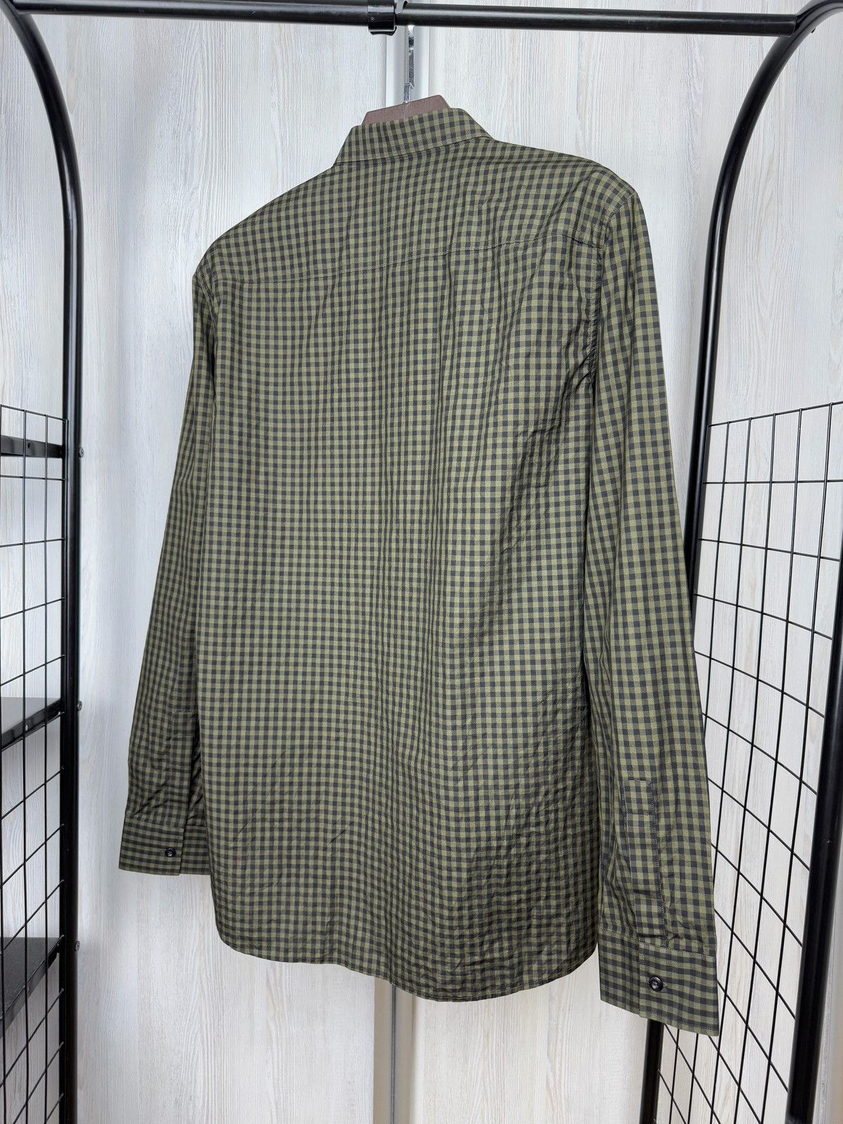 Givenchy Givenchy green checkered leather trim contemporary fit shirt Size US L / EU 52-54 / 3 - 10 Thumbnail