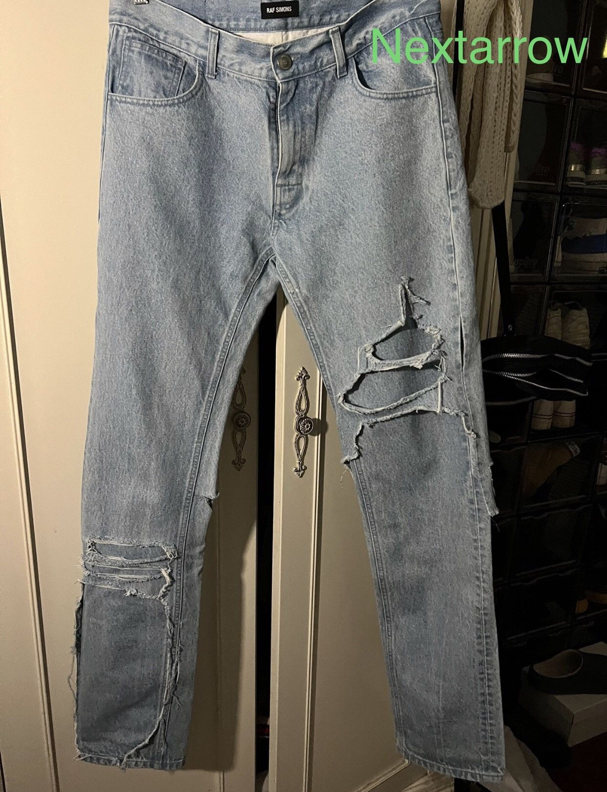 Distressed Jeans Raf Simons Tape Jeans RAF SIMONS Light Blue Jeans
