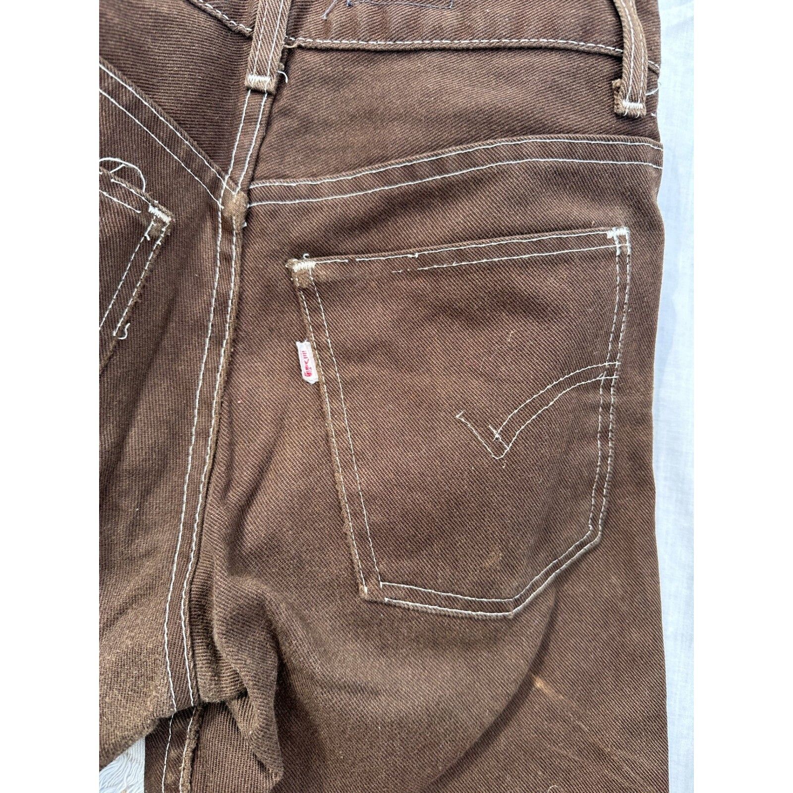 Levi's Rare 60s Levi's Big E White Tab Brown Cut-Off Short USA Selv Size US 28 / EU 44 - 3 Thumbnail