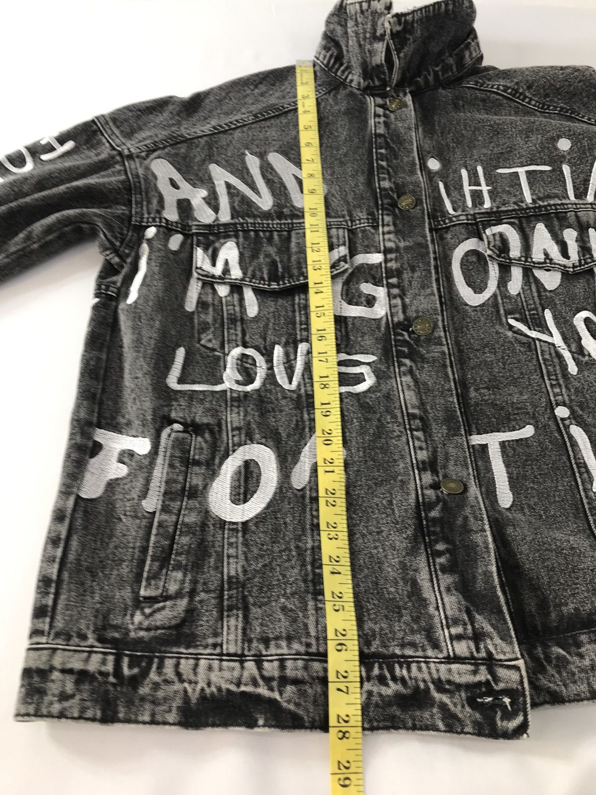 Japanese Brand Black Denim Jacket Trucker Street Art Style Printed Size US XL / EU 56 / 4 - 15 Thumbnail