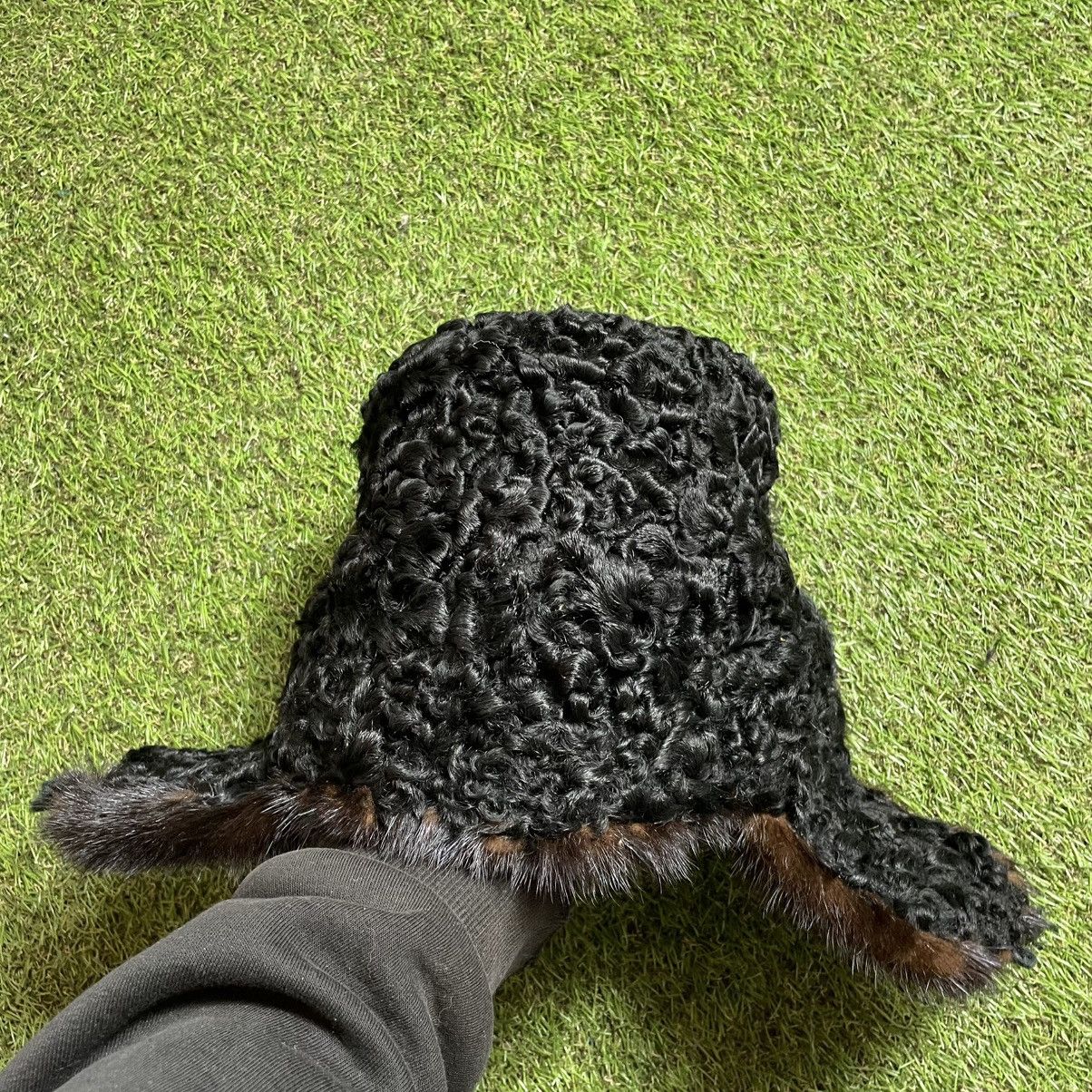 Vintage Vintage Karakul Fur Hat Textured Black Archive Winter OS Size ONE SIZE - 2 Thumbnail