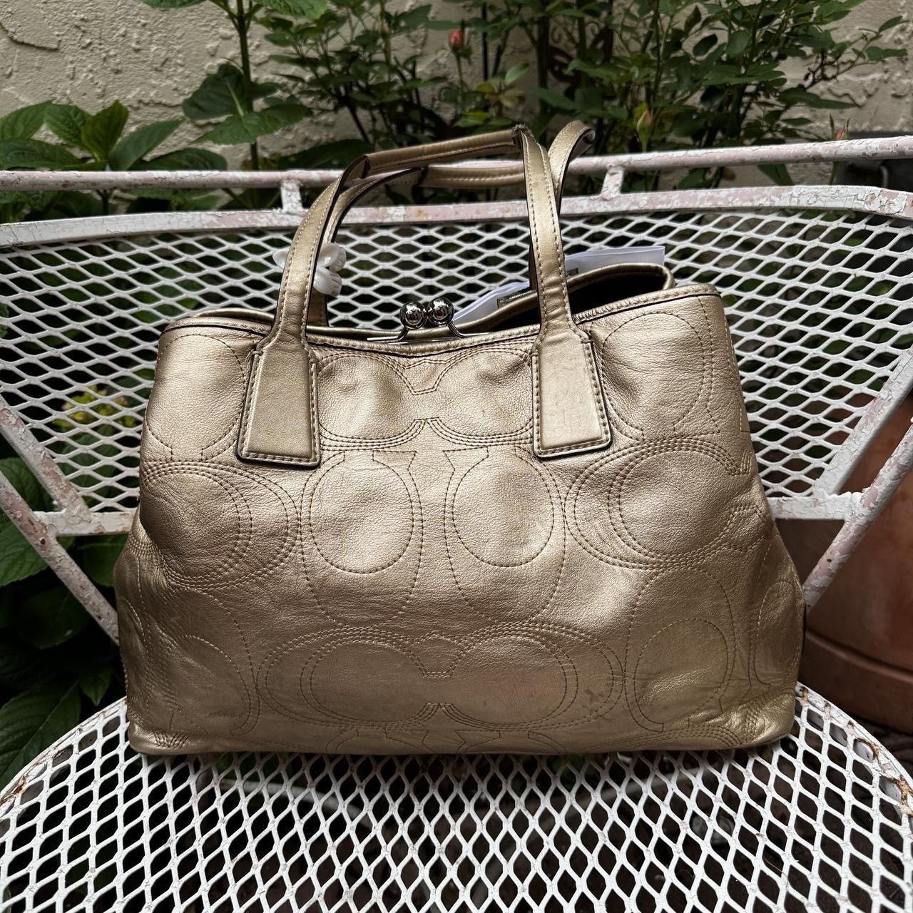 Coach Y2K Coach Kisslock Gold Monogramed Leather Bag Size ONE SIZE - 2 Thumbnail