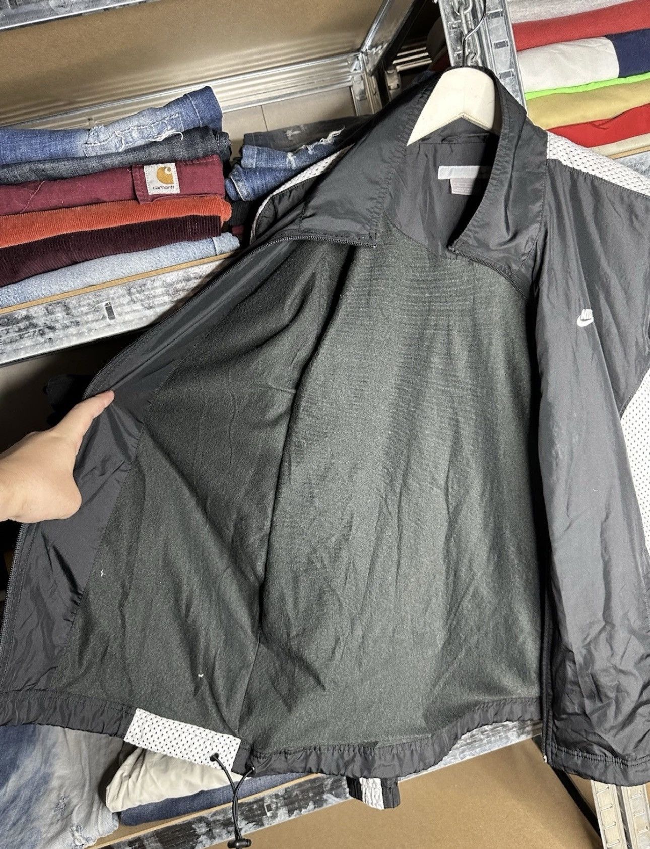 Nike Vintage Nike Swoosh Black White Mesh Panel Track Jacket Size US M / EU 48-50 / 2 - 7 Thumbnail