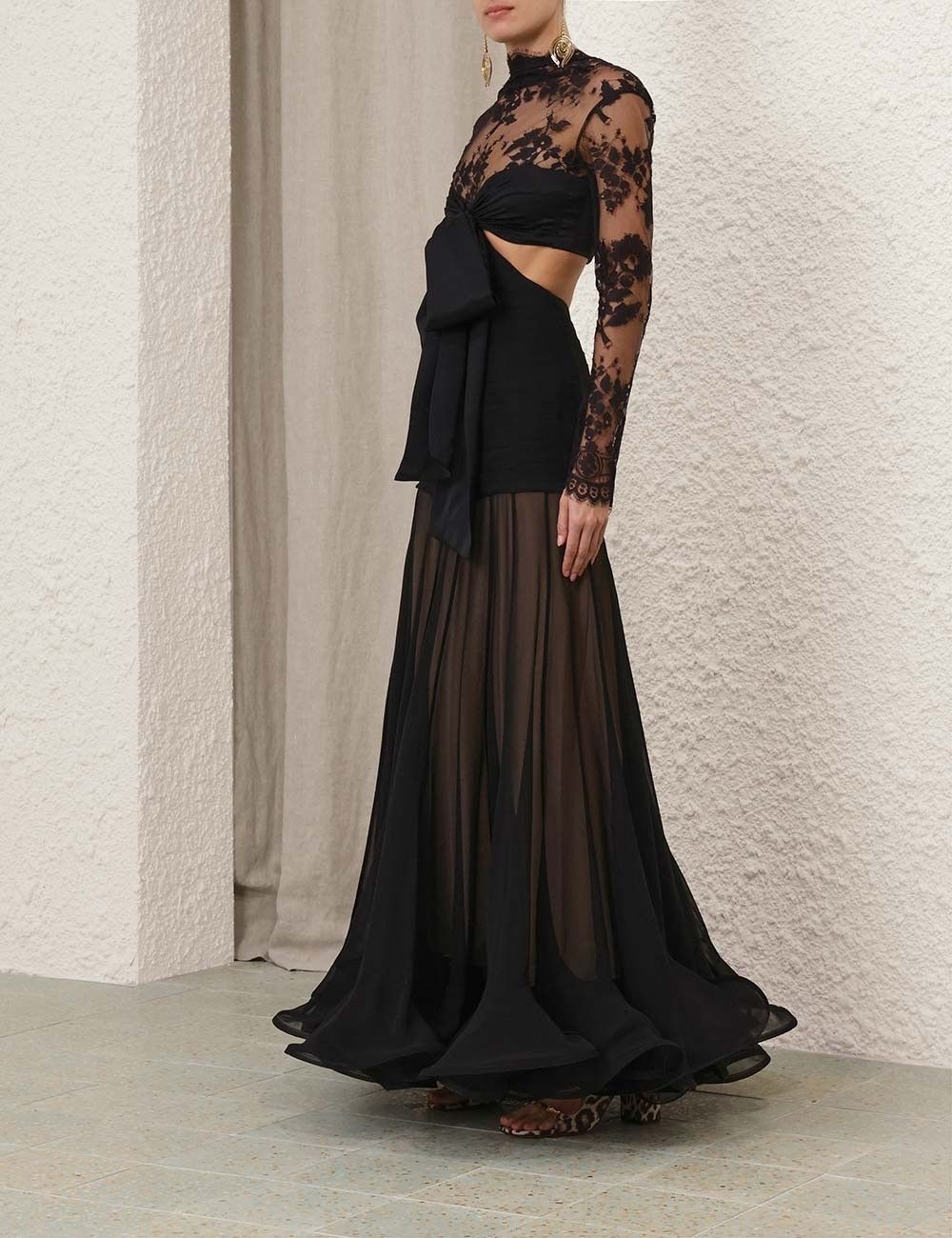 Zimmermann oc11z0725 Illustration Flounce Gown in Black Size M / US 6-8 / IT 42-44 - 2 Thumbnail