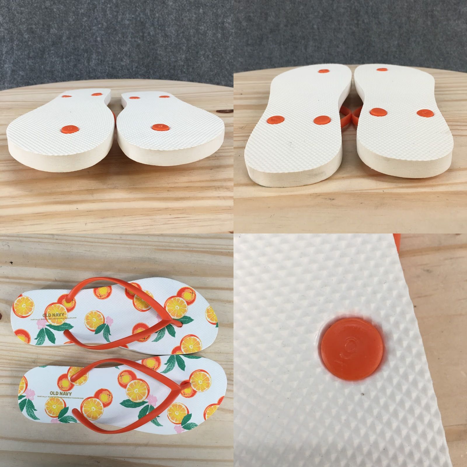 Old Navy Old Navy Sandals Womens 9 Orange Flip Flop Toe Post Casual Orange Fruit Print Womens Sandal Fold Slip On Size US 9 / IT 39 - 8 Thumbnail