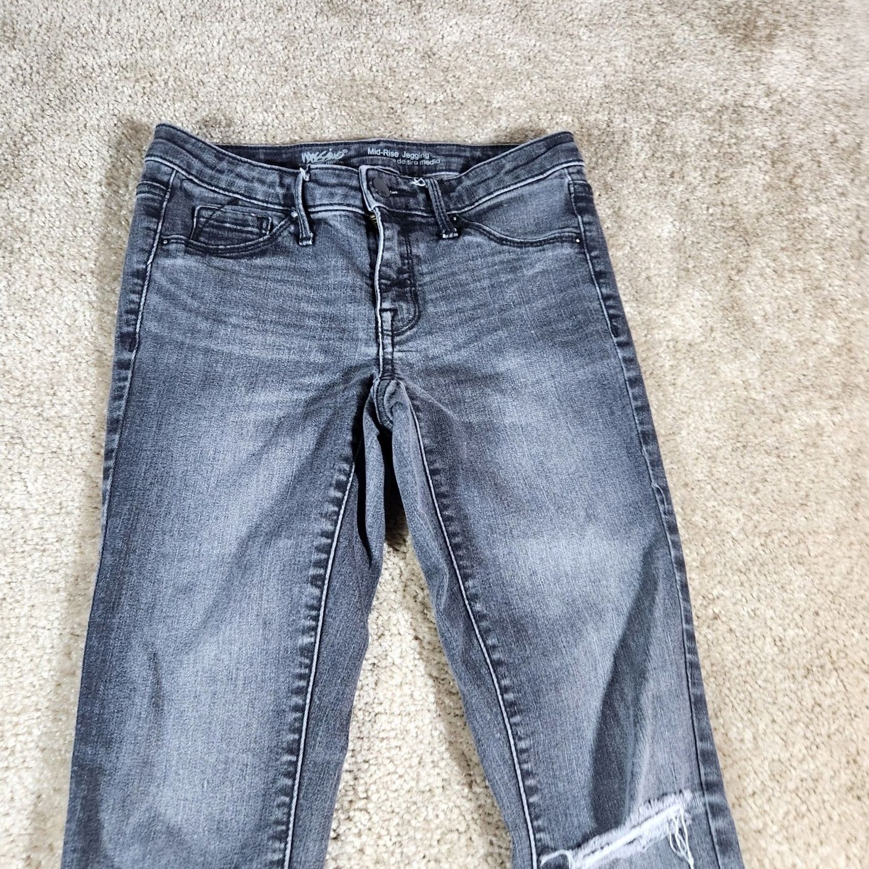Mossimo Mossimo Jeggings Jeans Women Size 0 Reg Gray Low Rise Super Stretch Moto #52 Size 25" / US 0 / IT 36 - 2 Thumbnail