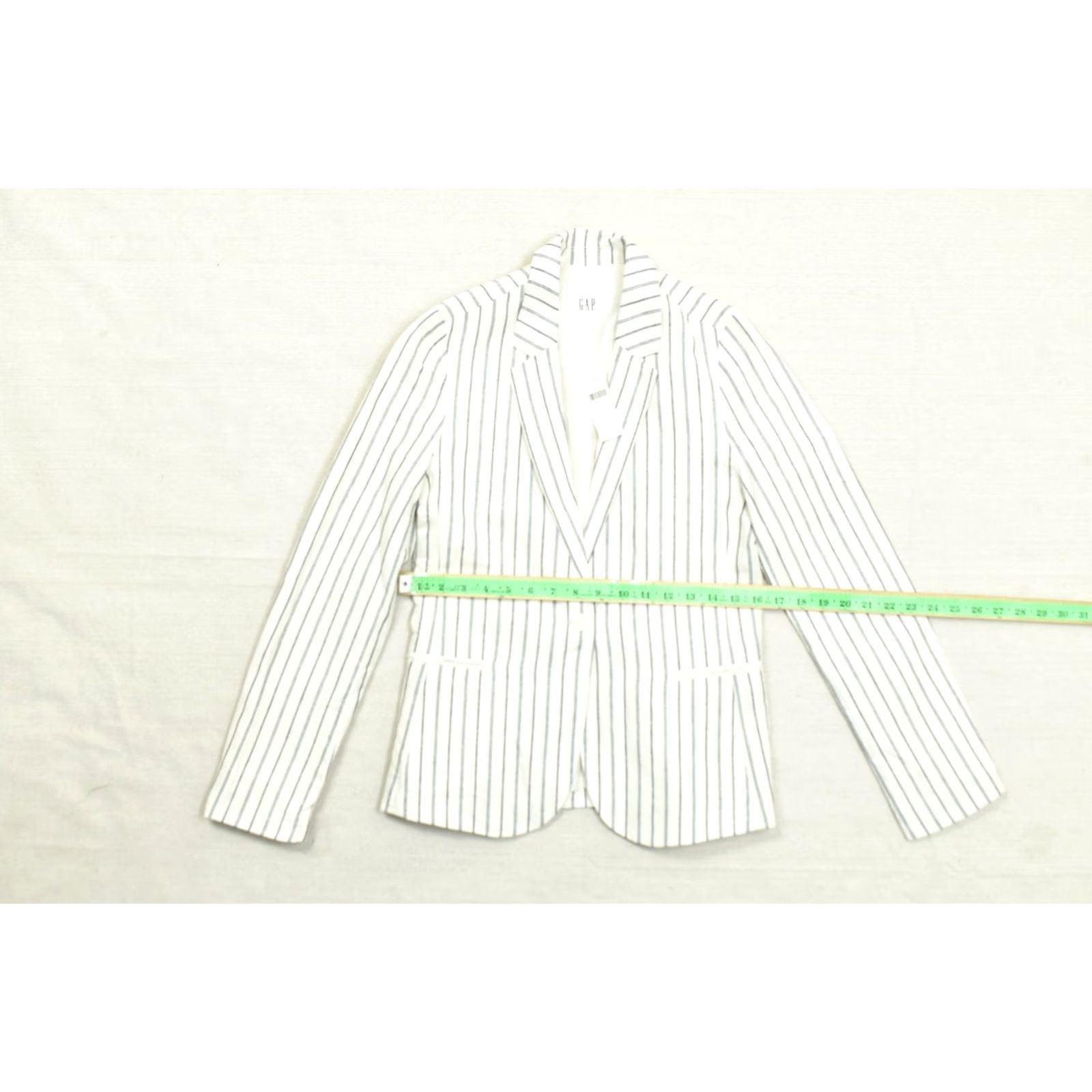 Gap GAP Blazer Jacket Womens Size 4 White Blue Striped Linen Blend One Button NWT Size S / US 4 / IT 40 - 8 Thumbnail
