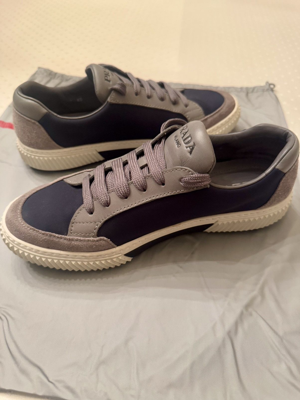 Prada Blue / Grey Logo Sneakers Size US 7.5 / EU 40-41 - 2 Thumbnail