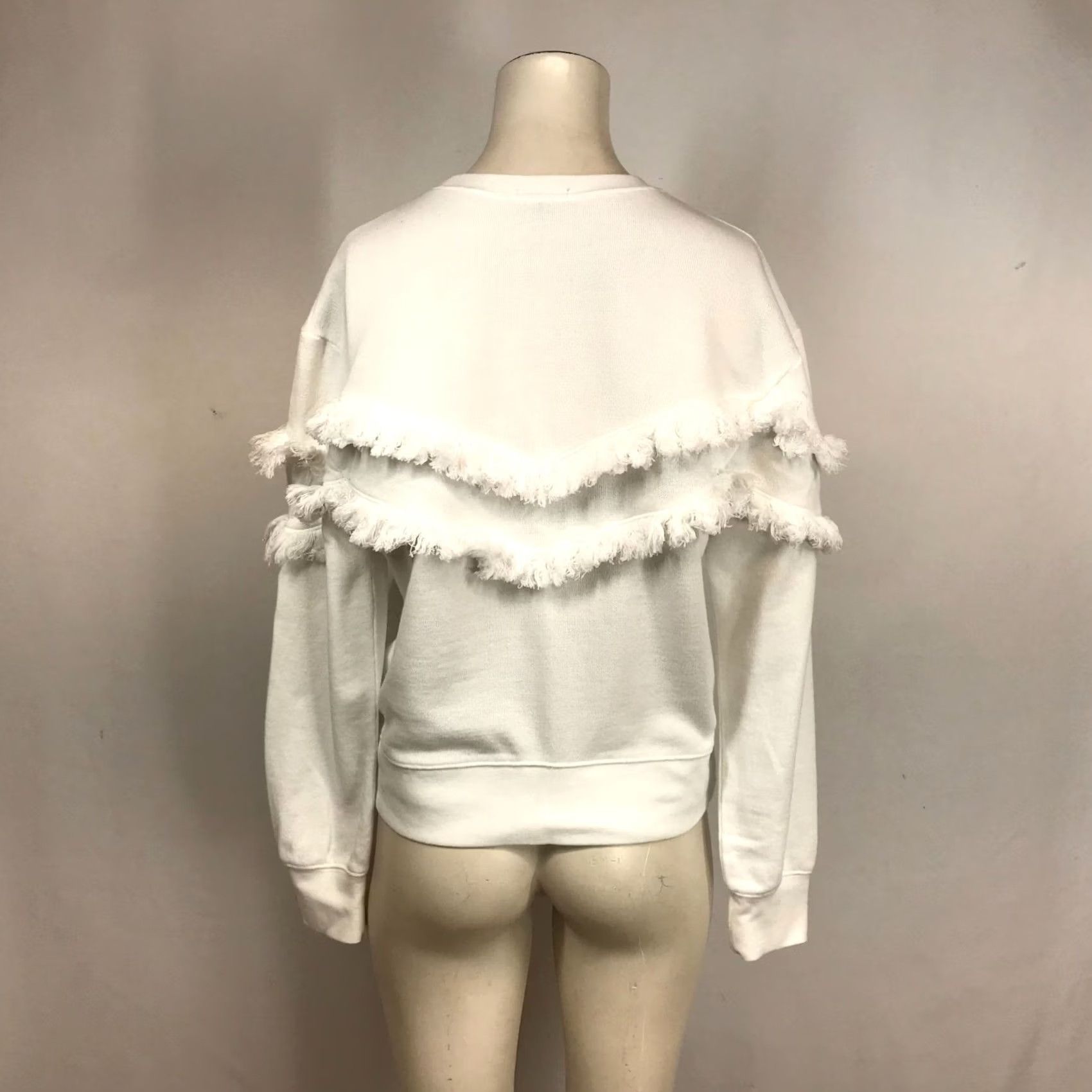 Rails Rails Womens Sweatshirt Small White Long Sleeve Crew Neck Fringe Pull-Over Size S / US 4 / IT 40 - 5 Thumbnail
