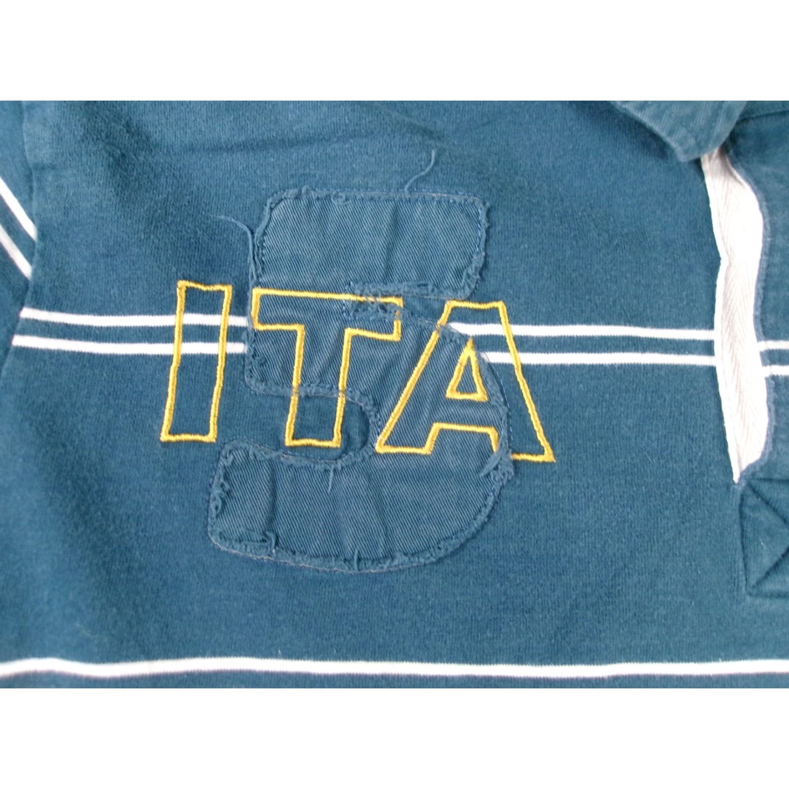 Vintage Mud & Glory Rugby Polo Mens XL Blue Striped Long Sleeve ITA Patch Italy Cotton Size US XL / EU 56 / 4 - 3 Thumbnail