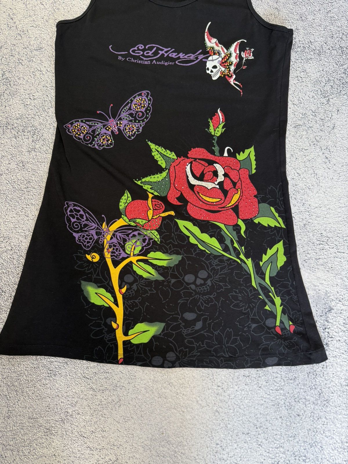 Ed Hardy Ed Hardy Dress Tattoo Roses Butterflies Skull Y2K Stretch Size S / US 4 / IT 40 - 8 Thumbnail