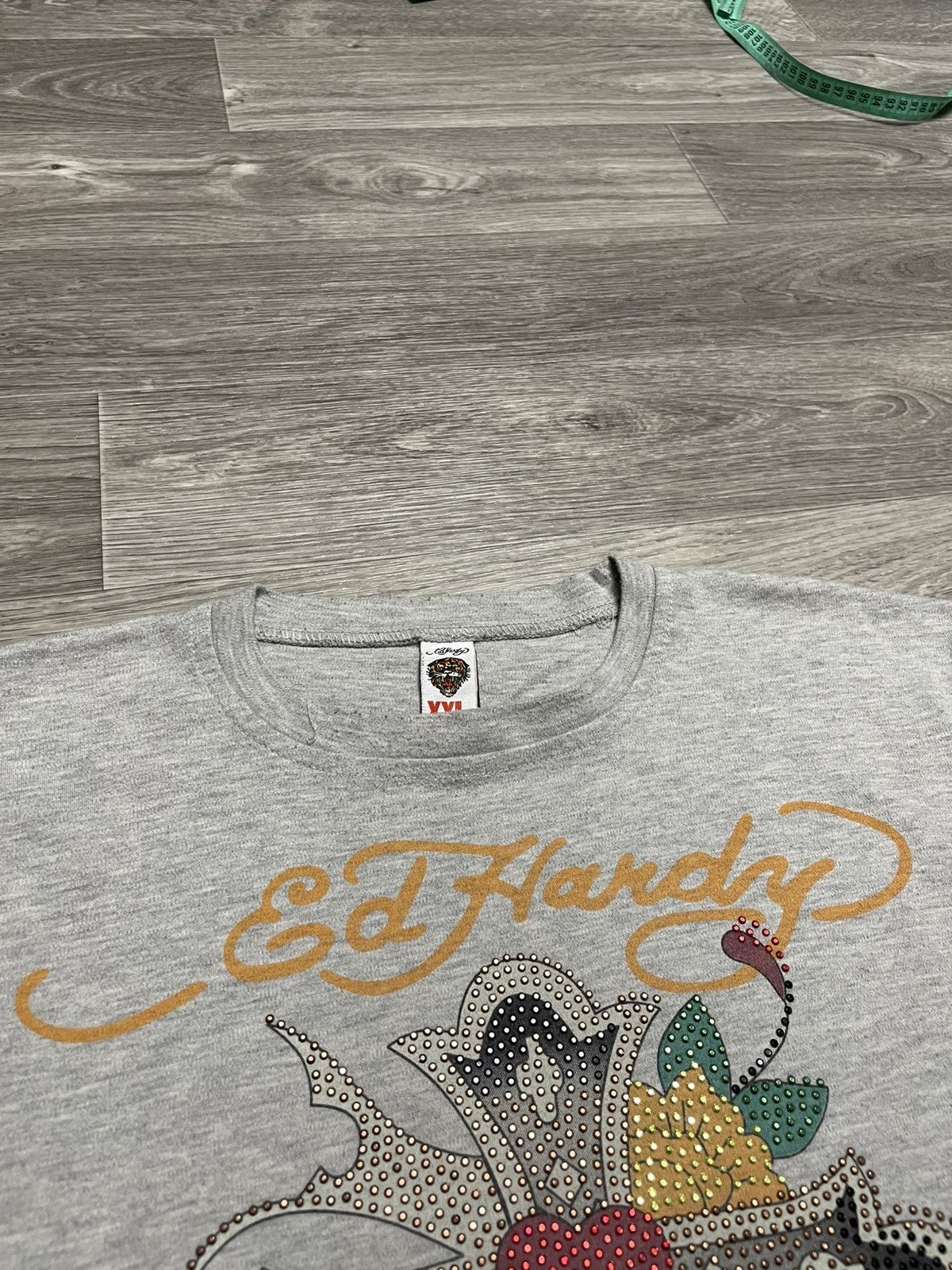 Ed Hardy Vintage Ed Hardy Big Logo Rhinestones T-Shirt Size US L / EU 52-54 / 3 - 8 Thumbnail