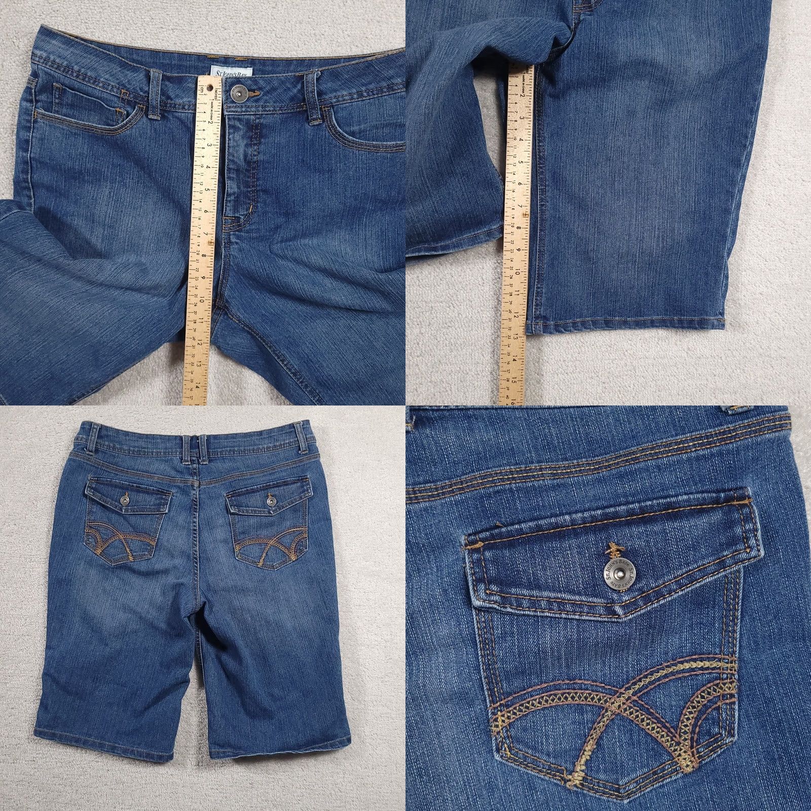 Vintage St John's Bay Women's 14 Capri Pants Denim Stretch Blue Jeans Back Flap Pockets 90s Size 36" / US 14 / IT 50 - 8 Thumbnail