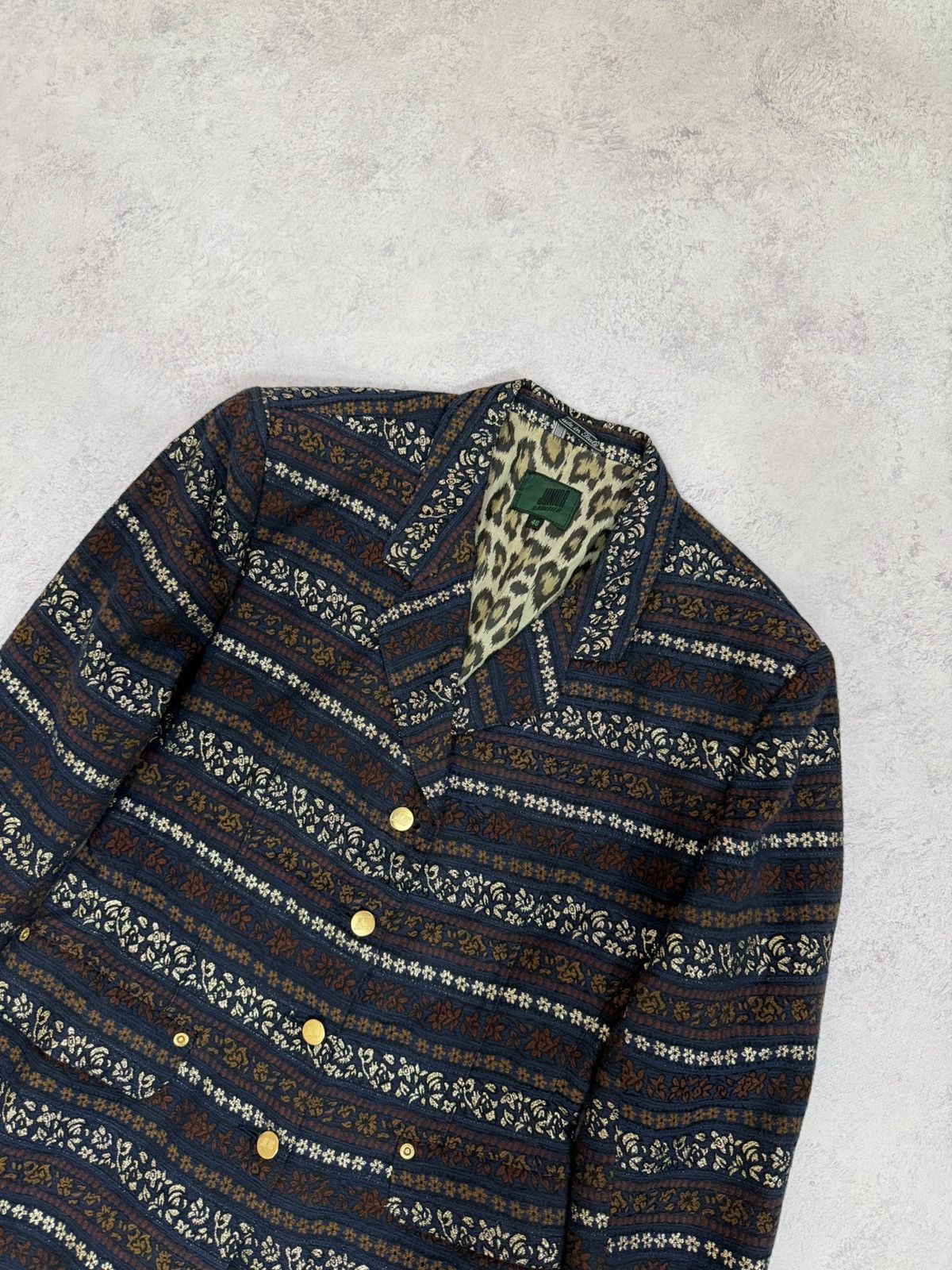 Jean Paul Gaultier Vintage 1990s Junior Gaultier Striped Floral Blazer Jacket Size L / US 10 / IT 46 - 14 Thumbnail
