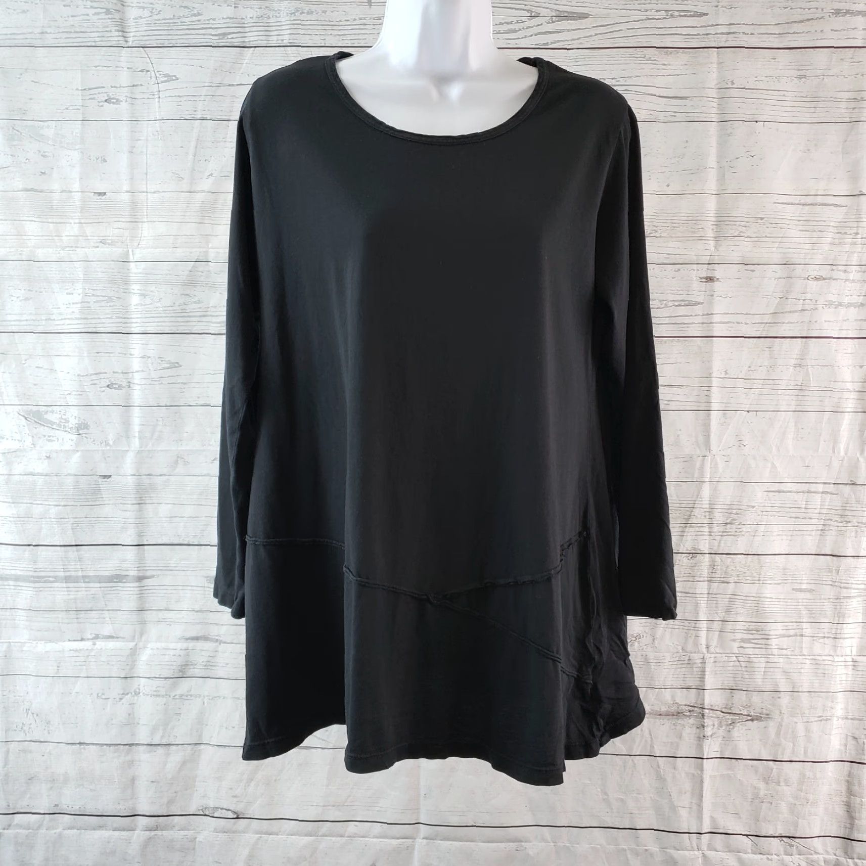 Vintage Focus Casual Life Womens Blouse Shirt Long Sleeve Black Size S Cotton Size S / US 4 / IT 40 - 2 Thumbnail