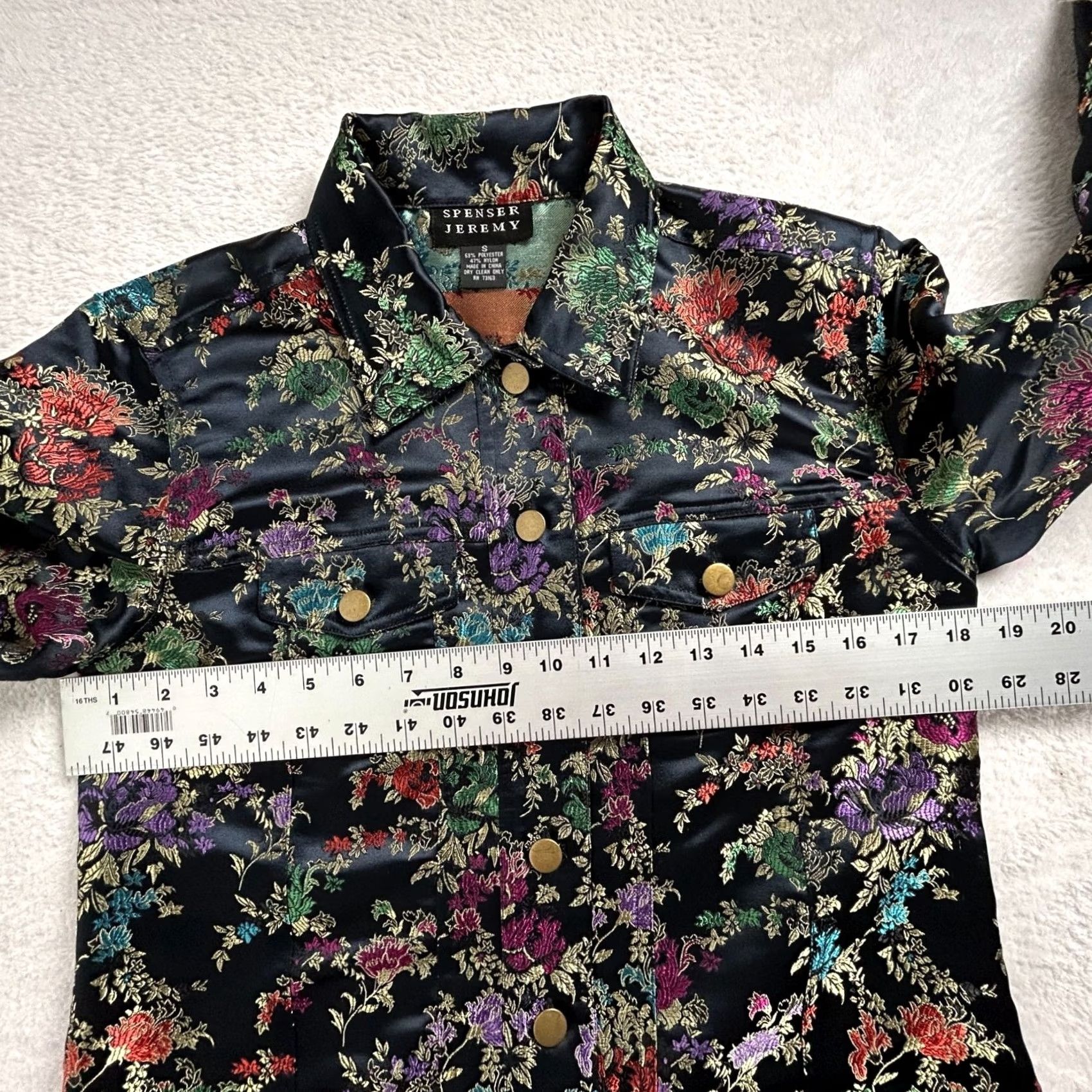 Vintage Spenser Jeremy Womens Black Floral Cropped Jacket Small Pockets Lightweight Size S / US 4 / IT 40 - 5 Thumbnail