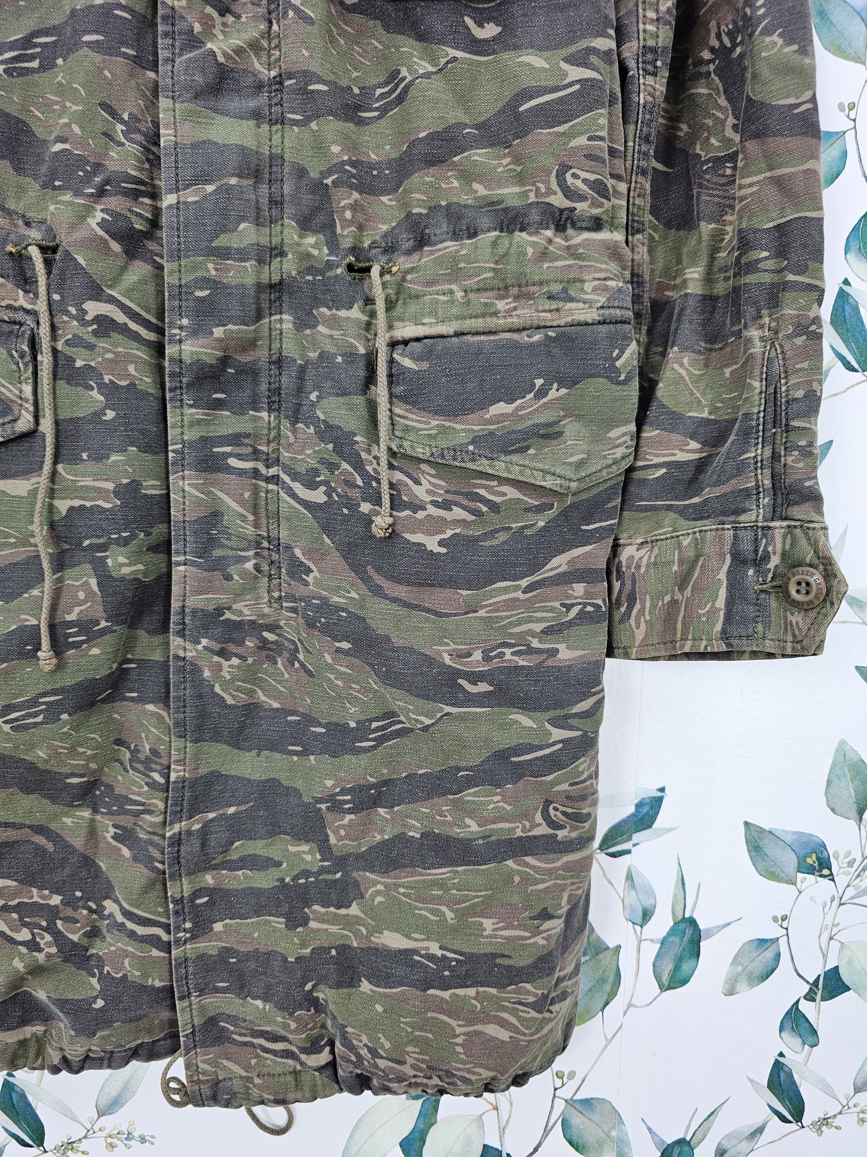 Japanese Brand GREEN Tiger Striped Camouflage Parka Military Jacket J0139 Size US XS / EU 42 / 0 - 4 Thumbnail