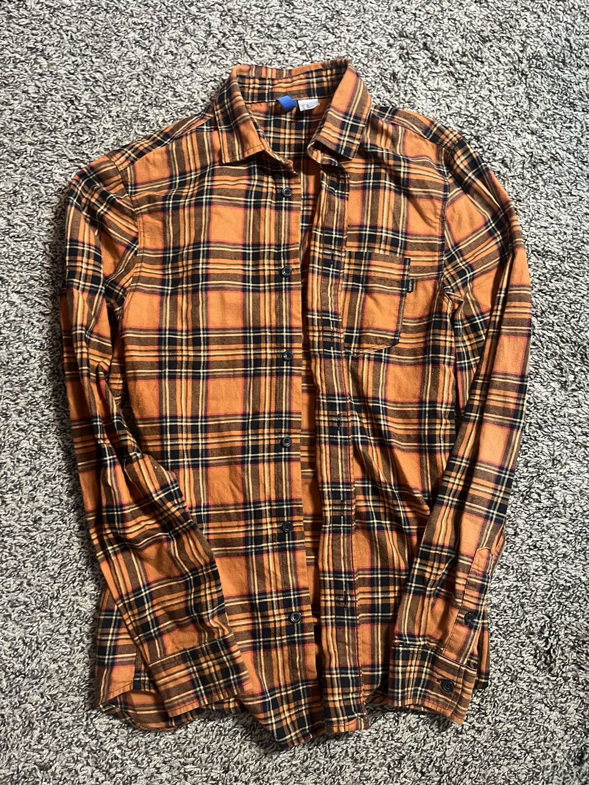Divided × H&M HM Plaid Flannel Shirt Orange Black Men XS Size US XS / EU 42 / 0 - 1 Thumbnail