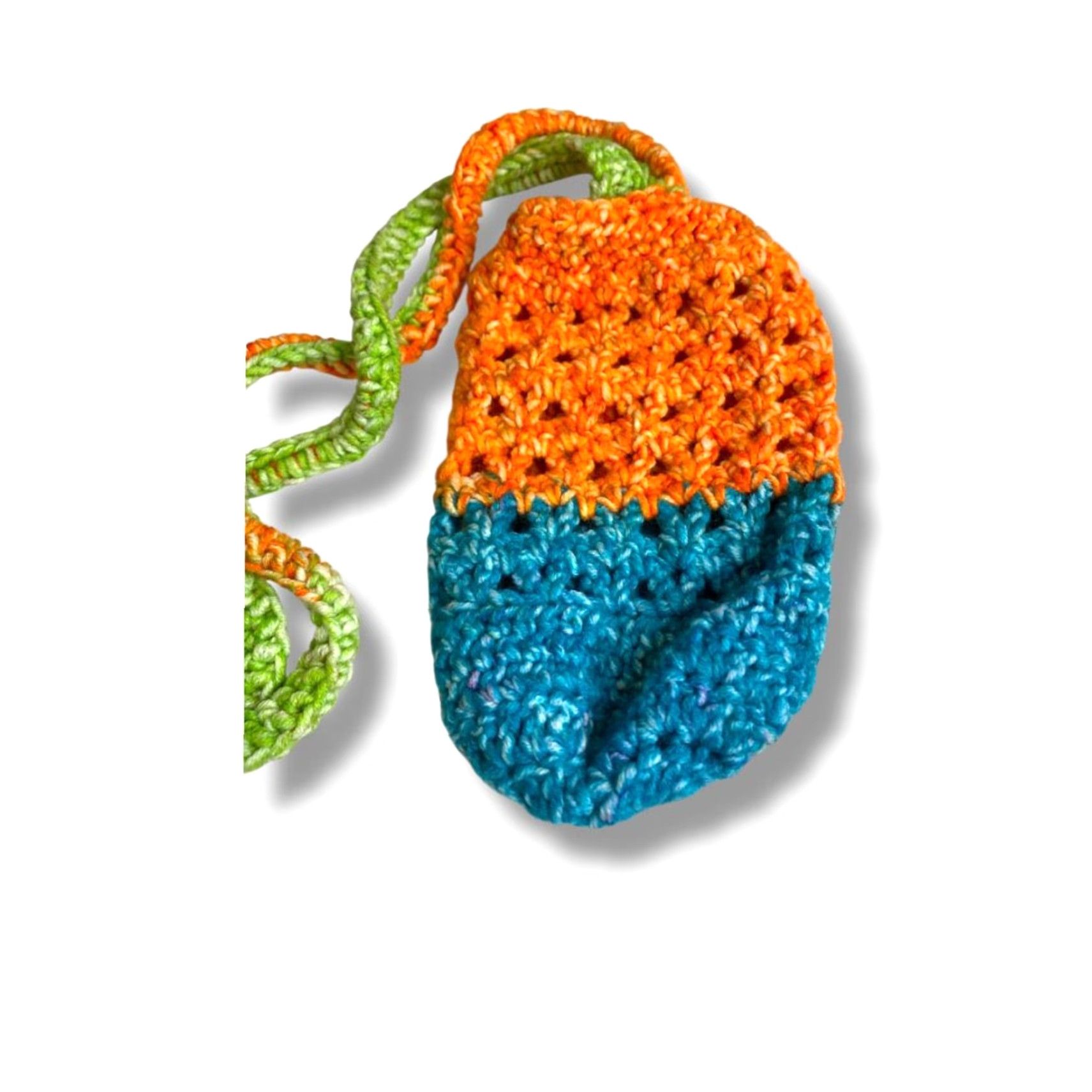 Vintage VINTAGE Crochet Handmade Shoulder Bag Orange Blue Water Bottle Size ONE SIZE - 3 Thumbnail