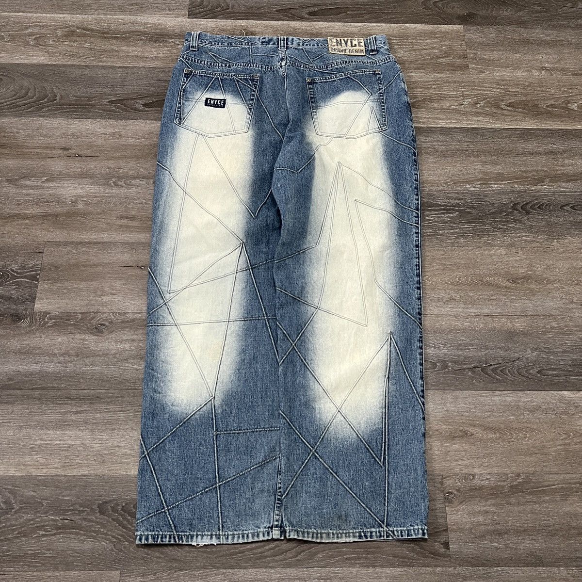 image of Crazy Vintage Y2K Enyce Unique Baggy Wide Leg Jeans in Blue, Men's (Size 38)