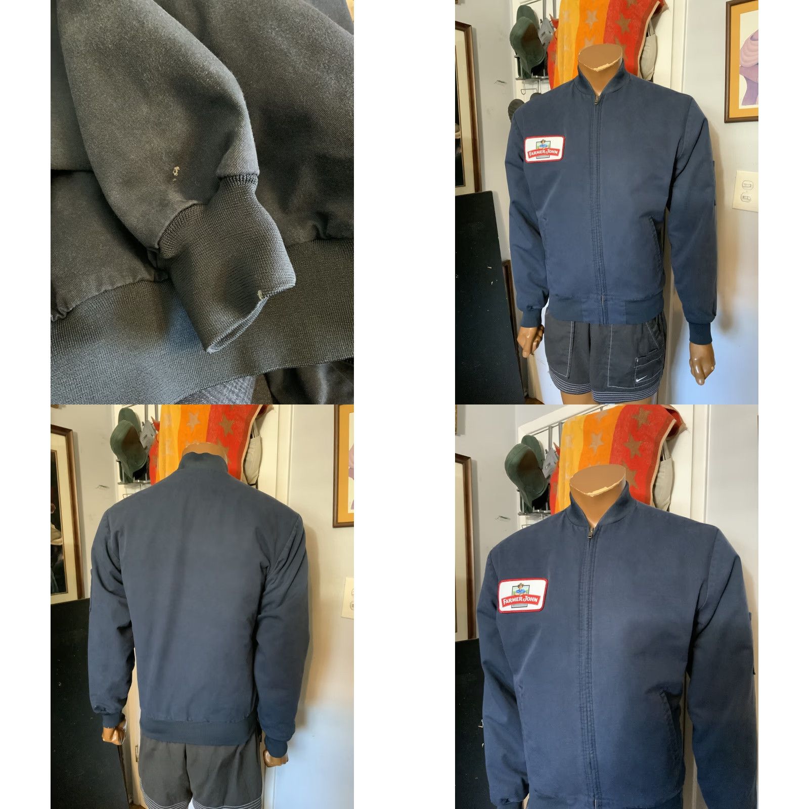 Red Kap VINTAGE Red Kap Farmer John Quilted Lined Navy Blue Employee Work Jacket Sz.S-M Jacket Men Blue Lined Quilted Work Jacket Mens Size US S / EU 44-46 / 1 - 8 Thumbnail