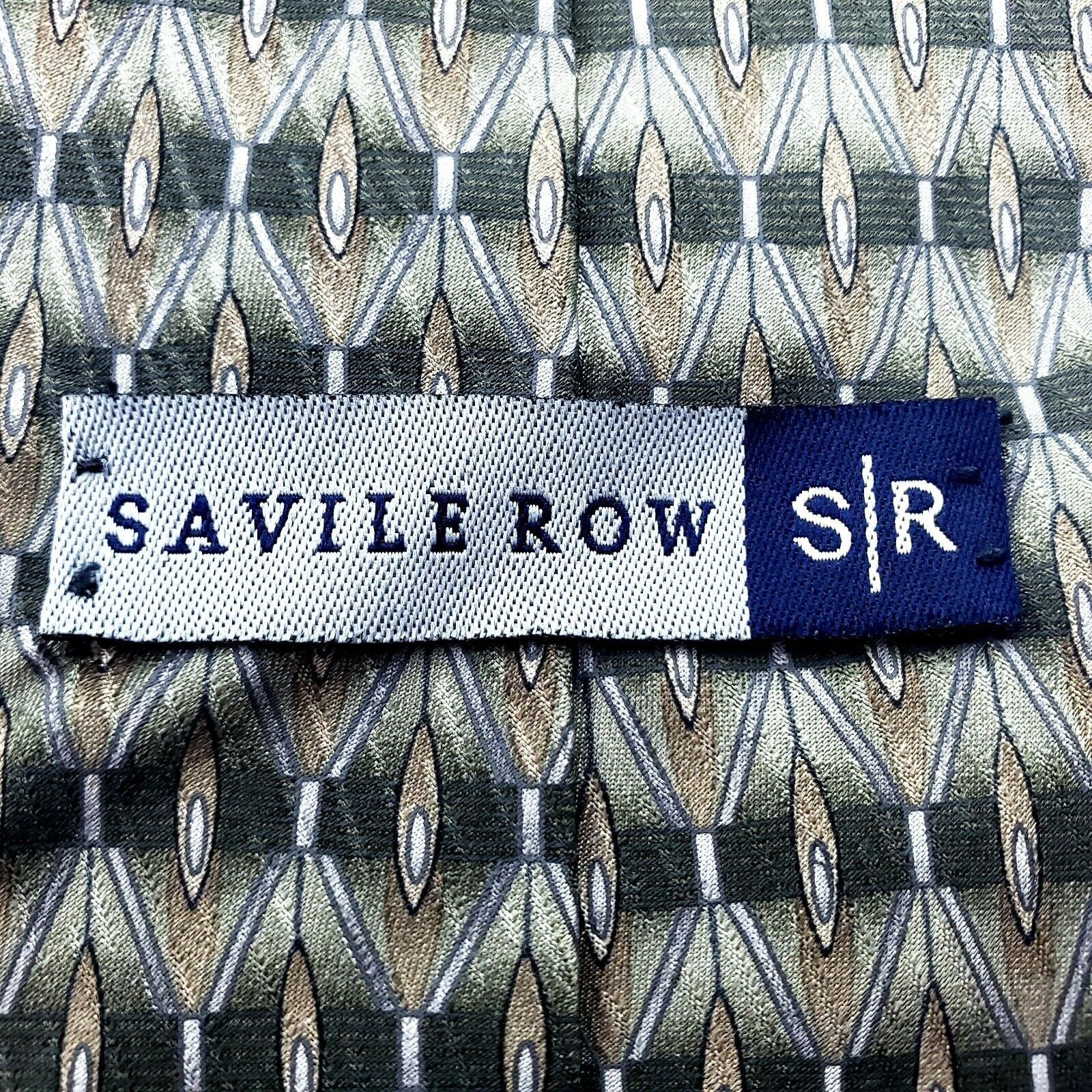 Savile Row Savile Row Green Print Silk Tie Short Size ONE SIZE - 3 Thumbnail
