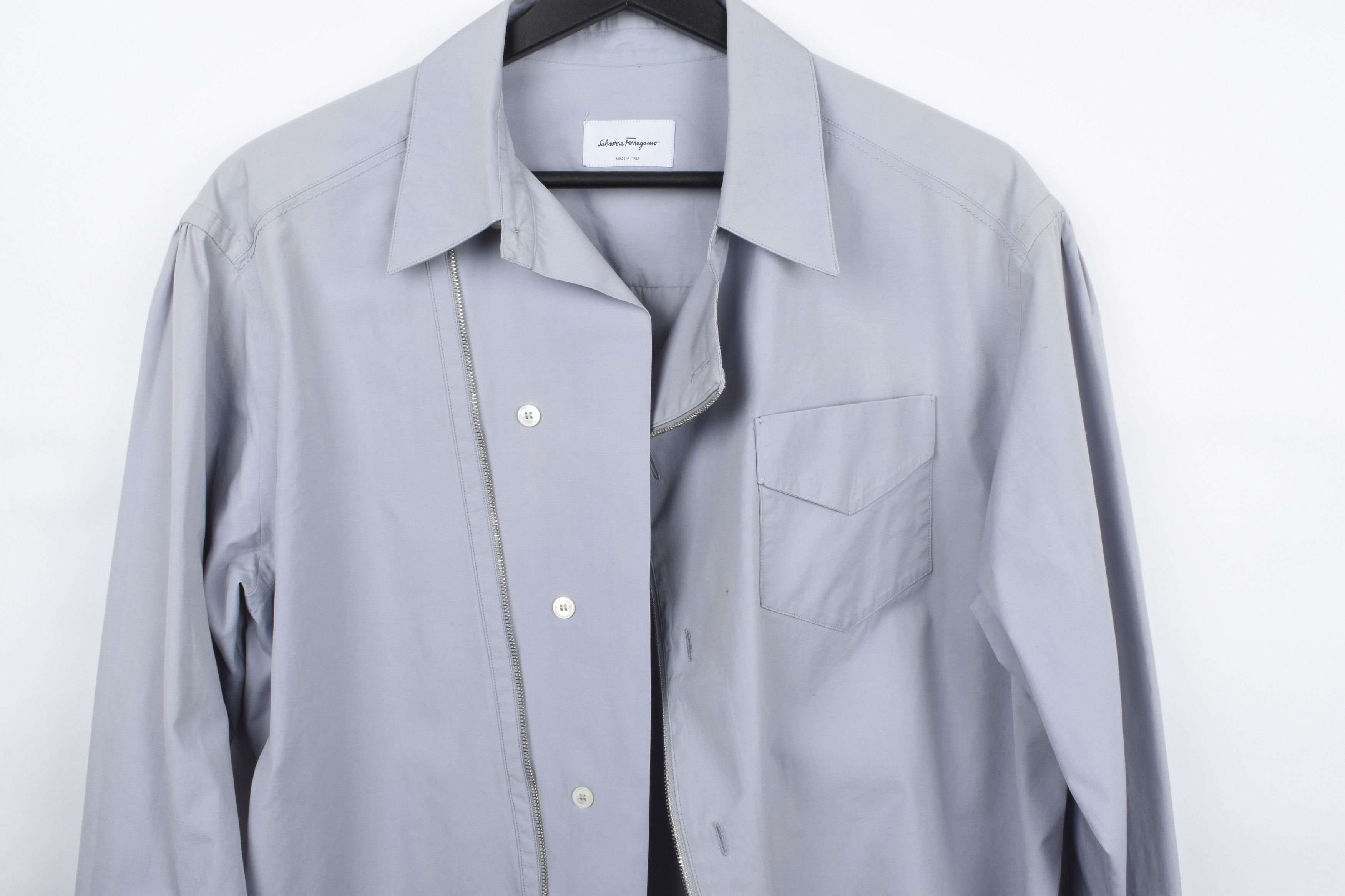Salvatore Ferragamo Salvatore Ferragamo Men Shirt Casual with zip S/M, S2023 Size US M / EU 48-50 / 2 - 2 Thumbnail