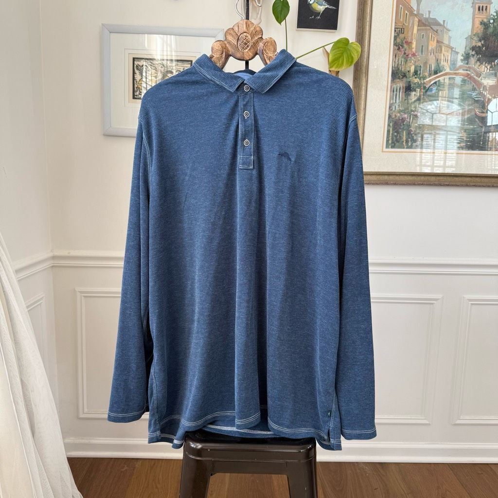 Tommy Bahama Tommy Bahama Blue Micro Stripe Long Sleeve Polo Shirt 3XL Ta Size US XXL / EU 58 / 5 - 2 Thumbnail