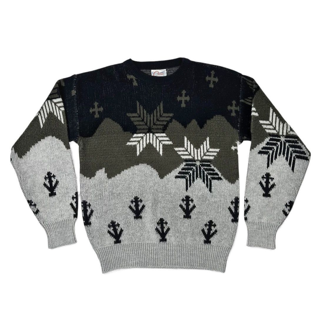 Vintage Vintage Circuit Grey Knit Sweater Fair Isle Snowflake Tree Size US M / EU 48-50 / 2 - 1 Thumbnail