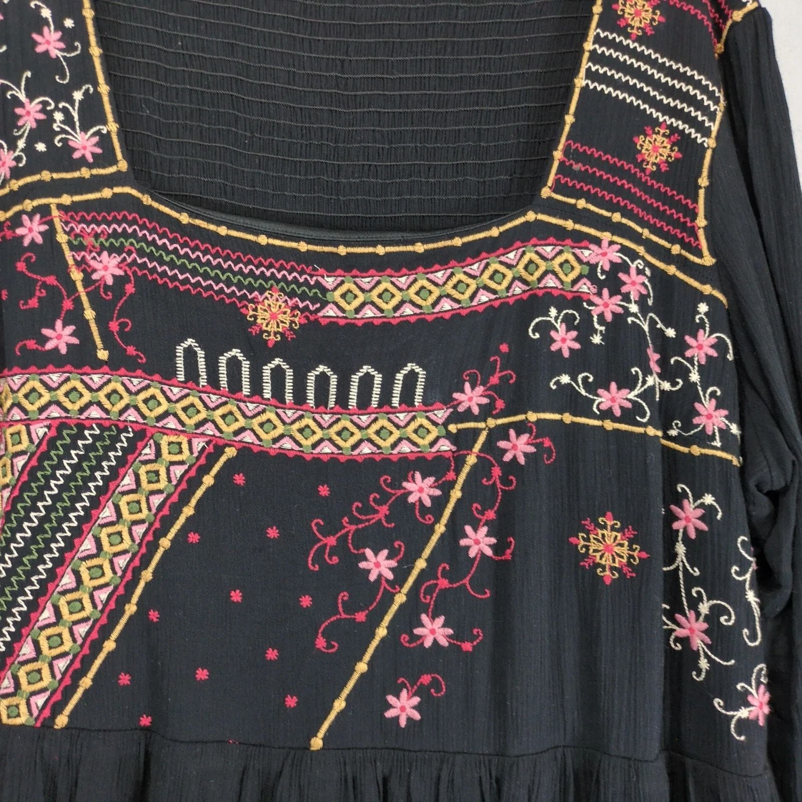 Other Savanna Jane Black Embroidered Dress Plus Size 1X Flared Slv Size XL / US 12-14 / IT 48-50 - 10 Thumbnail