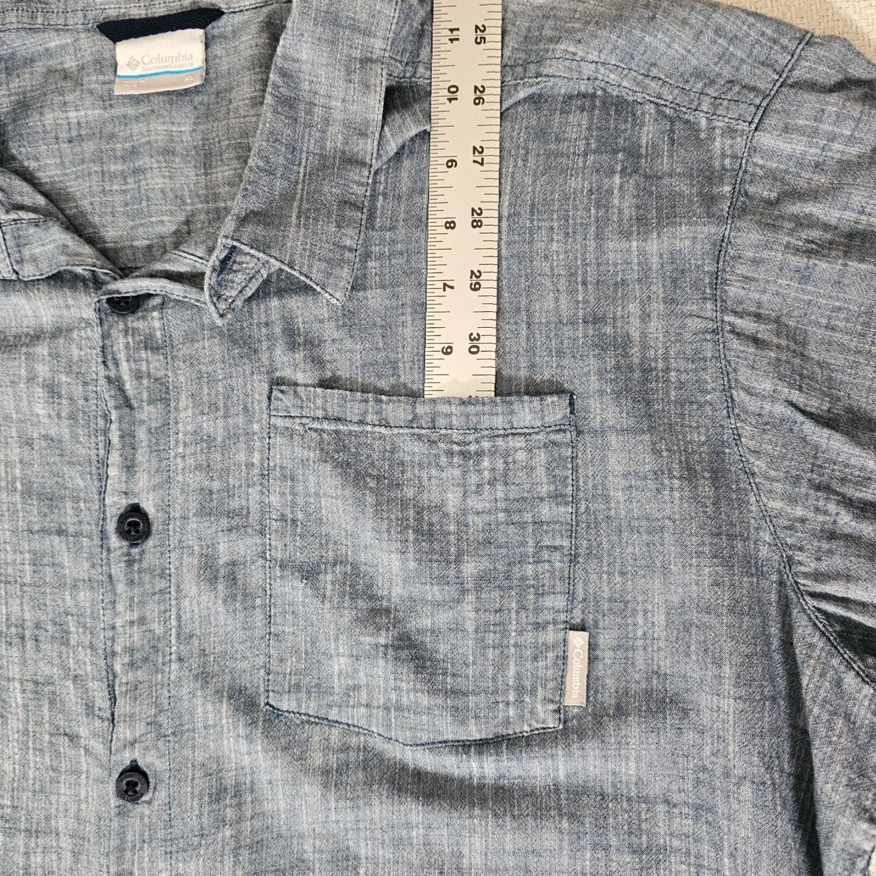 Vintage Columbia Shirt Men XL Button-Down Short Sleeve Heather Blue Outdoors Hiking Fish Casual Workwear Size US XL / EU 56 / 4 - 4 Thumbnail