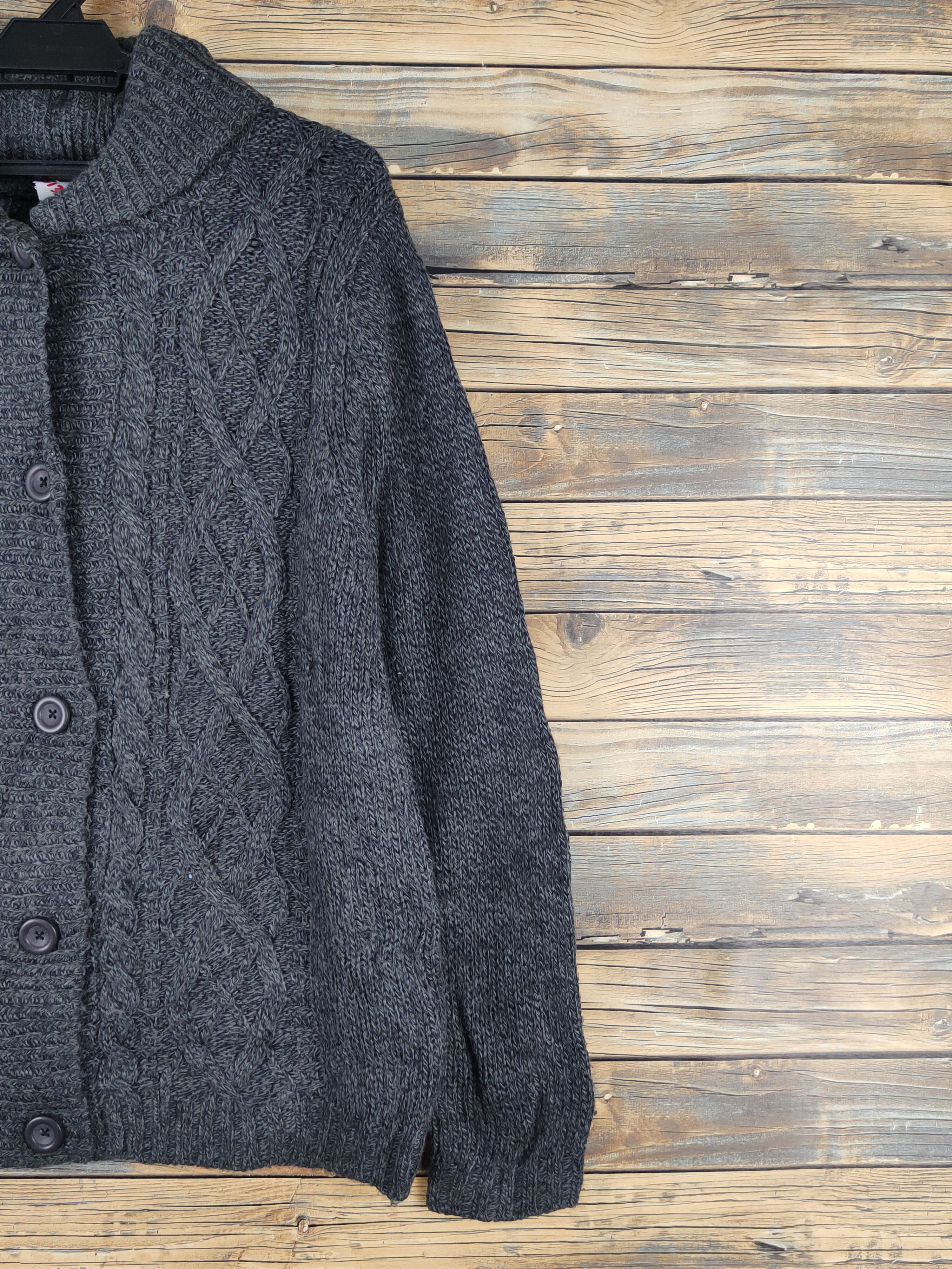 Aran Isles Knitwear × Japanese Brand × Vintage Topvalu Dark Gray cable Knitwear Sweaters #W1350 Size US M / EU 48-50 / 2 - 5 Thumbnail