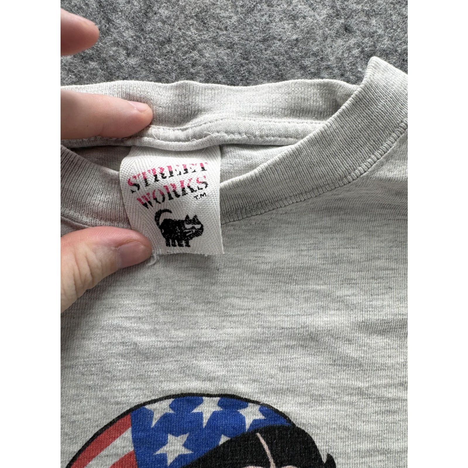 Vintage VINTAGE Street Works Betty Boop Shirt Mens L Gray USA Flag Patriotic Cartoon 90s Size US L / EU 52-54 / 3 - 6 Thumbnail