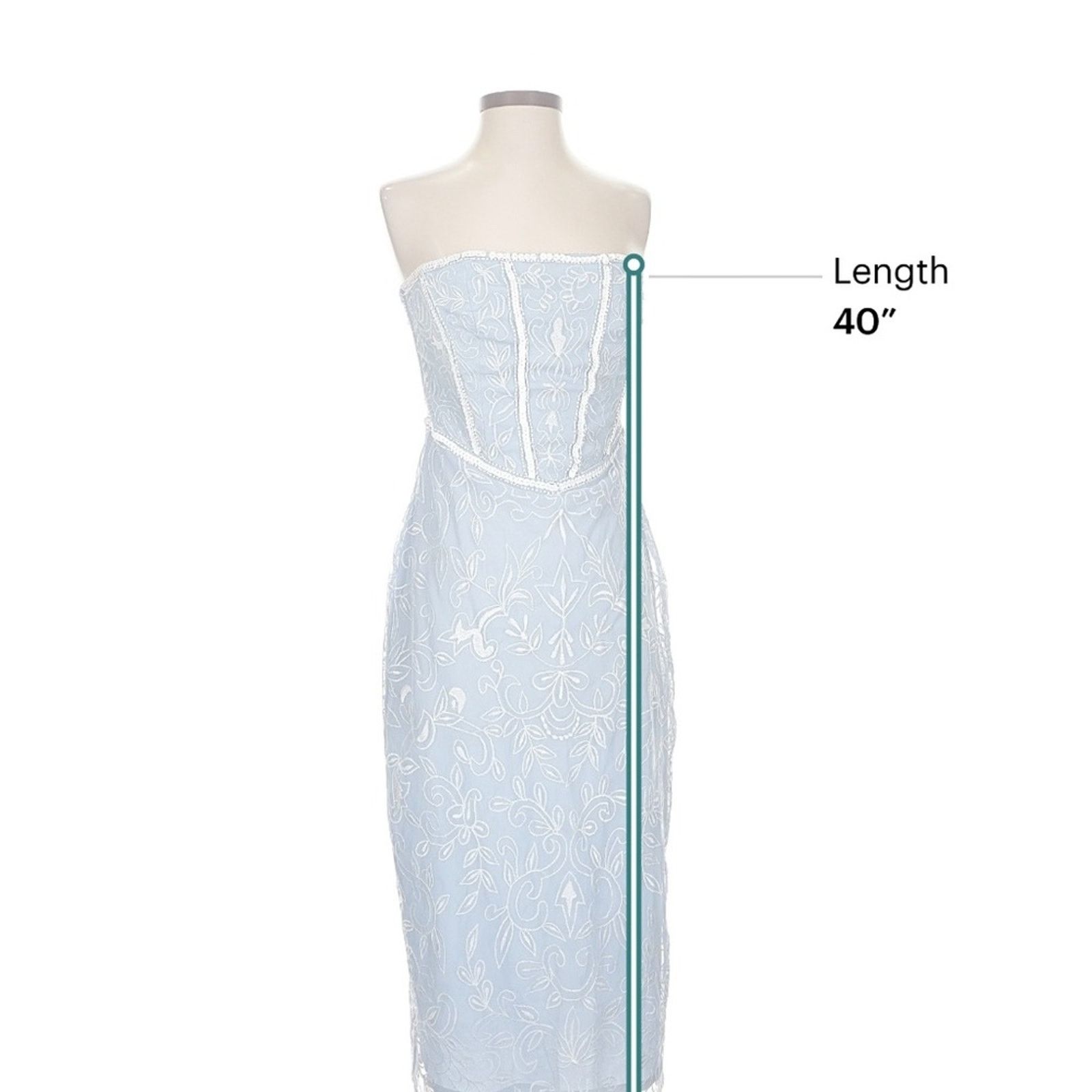 & Other Stories NWT Coast Strapless Light Blue Dress with White Embroidery Size S / US 4 / IT 40 - 3 Thumbnail