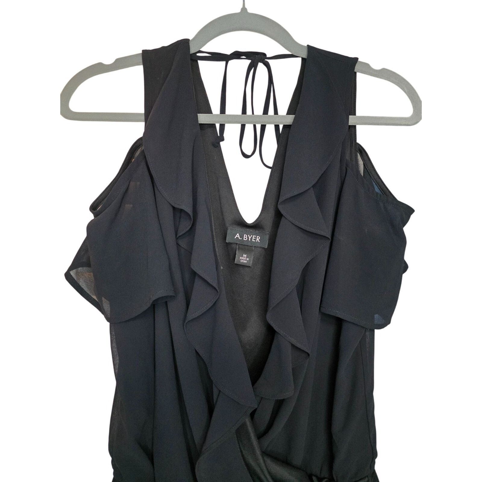& Other Stories A. Byer Black Ruffled Cold Shoulder Romper Womens Size S Size 26" / US 2 / IT 38 - 7 Thumbnail