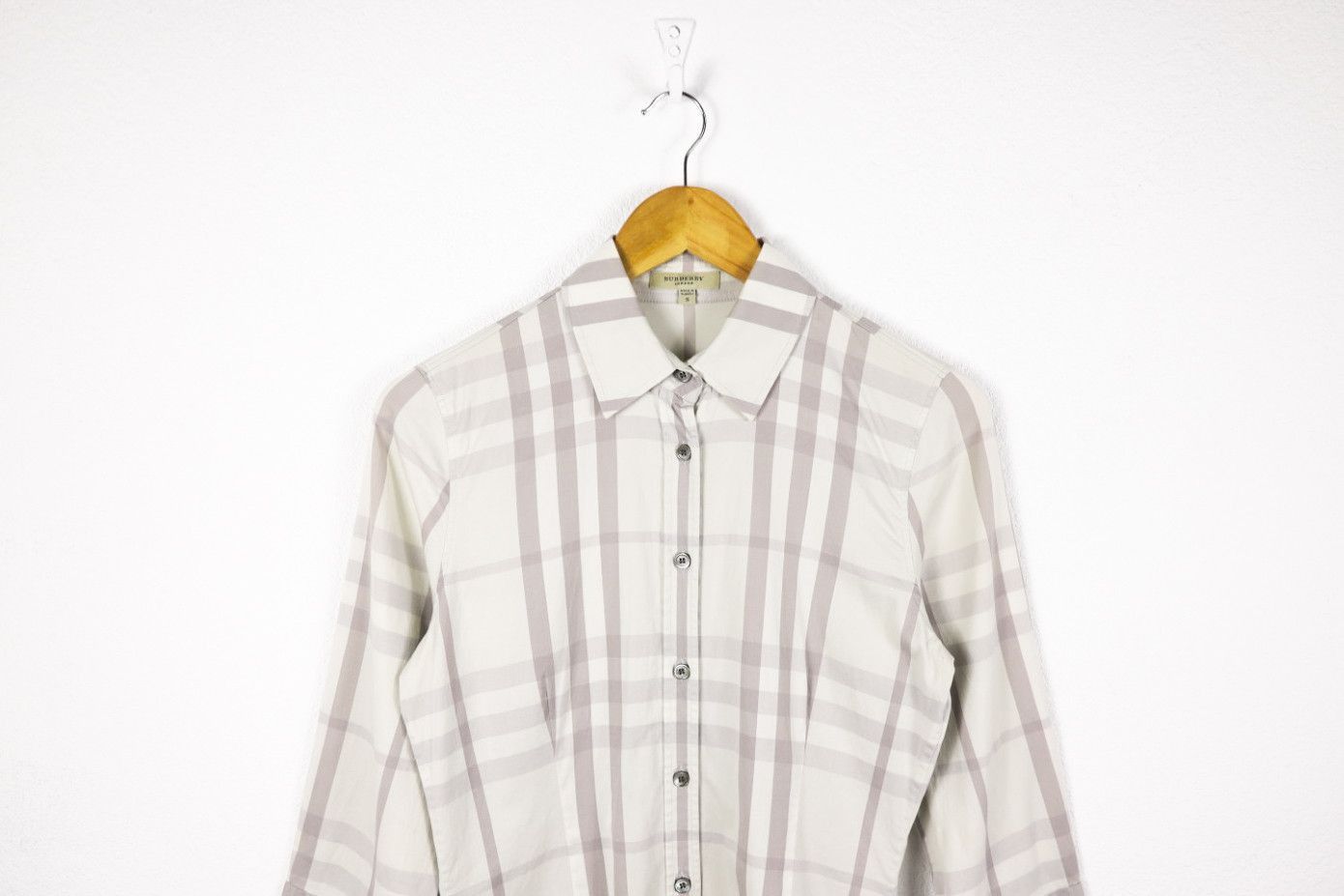 Burberry Womens Burberry Light Beige Nova Check 3/4 Sleeve Shirt Size S / US 4 / IT 40 - 2 Thumbnail