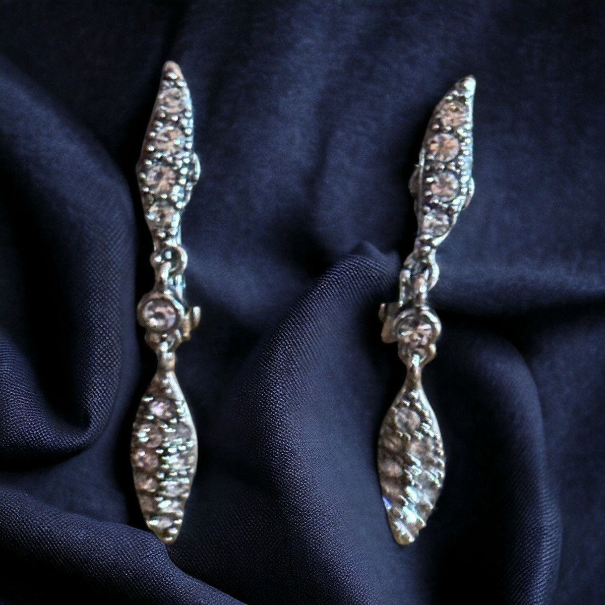 Monet Vintage Monet paved double leaves clip on dangle earrings Size ONE SIZE - 1 Thumbnail