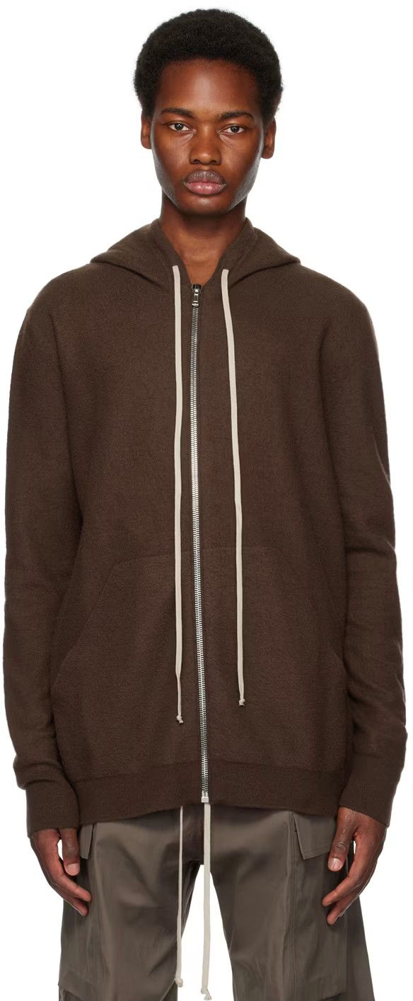 Rick Owens o1y0325 Hooded Zip Cardigan in Brown Size US XS / EU 42 / 0 - 1 Thumbnail